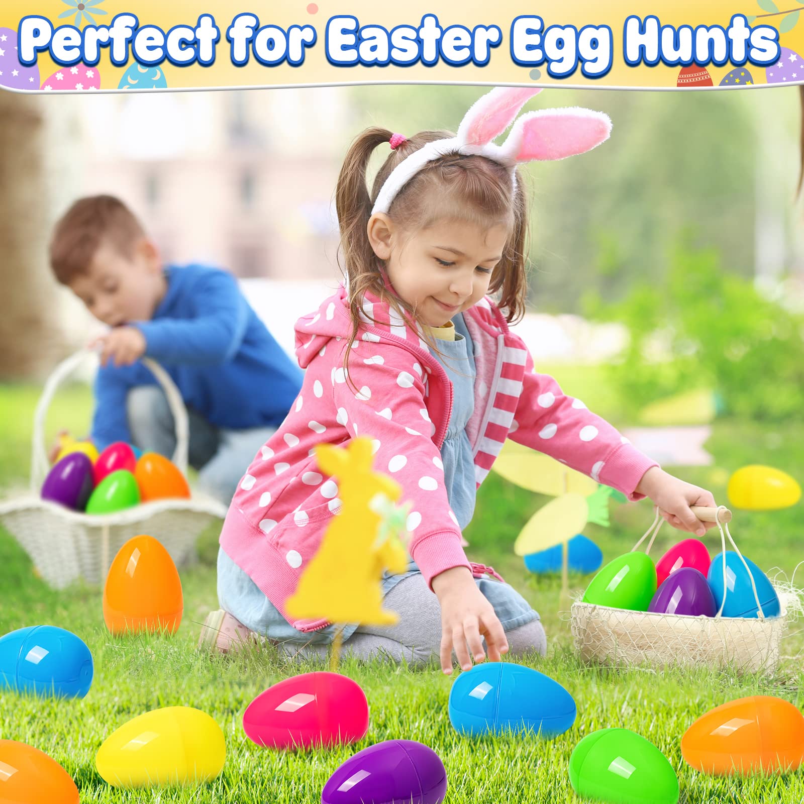 BainGesk 12-Piece 6-Inch Jumbo Plastic Easter Eggs - Large Fillable Easter Basket Stuffers for Egg Hunts, Candy & Toy Storage - Easter Party Favors & Decorations for Kids (Great for Easter Celebrations, Classroom Activities & Spring Festivals)