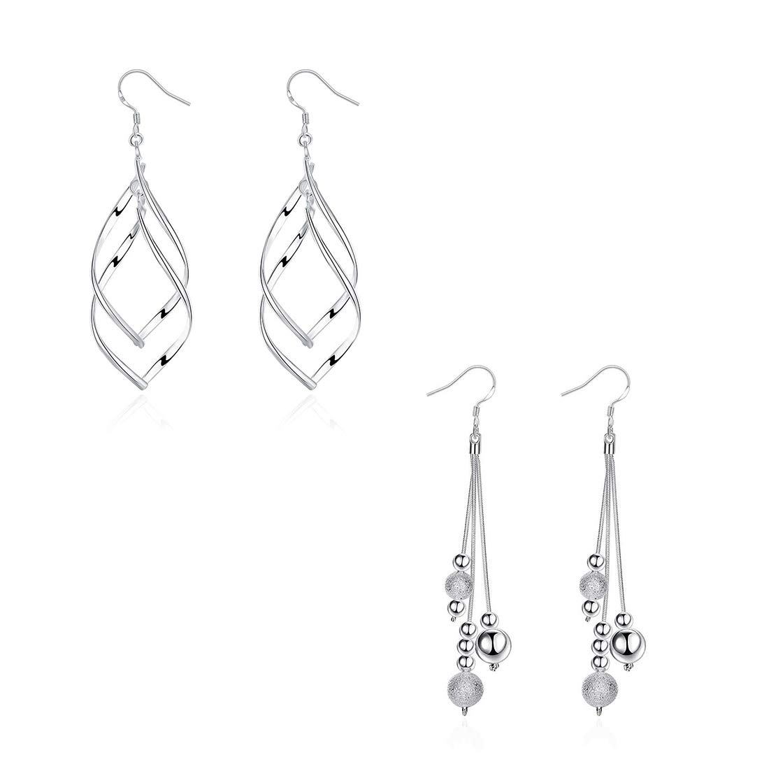 Yellow Chimes Dangler Earrings for Women | 2-Pair Silver Long Drop Earrings Set | Trendy Fashion Jewelry Gift for Girls & Wives | Perfect for Birthday, Anniversary & Party Occasions