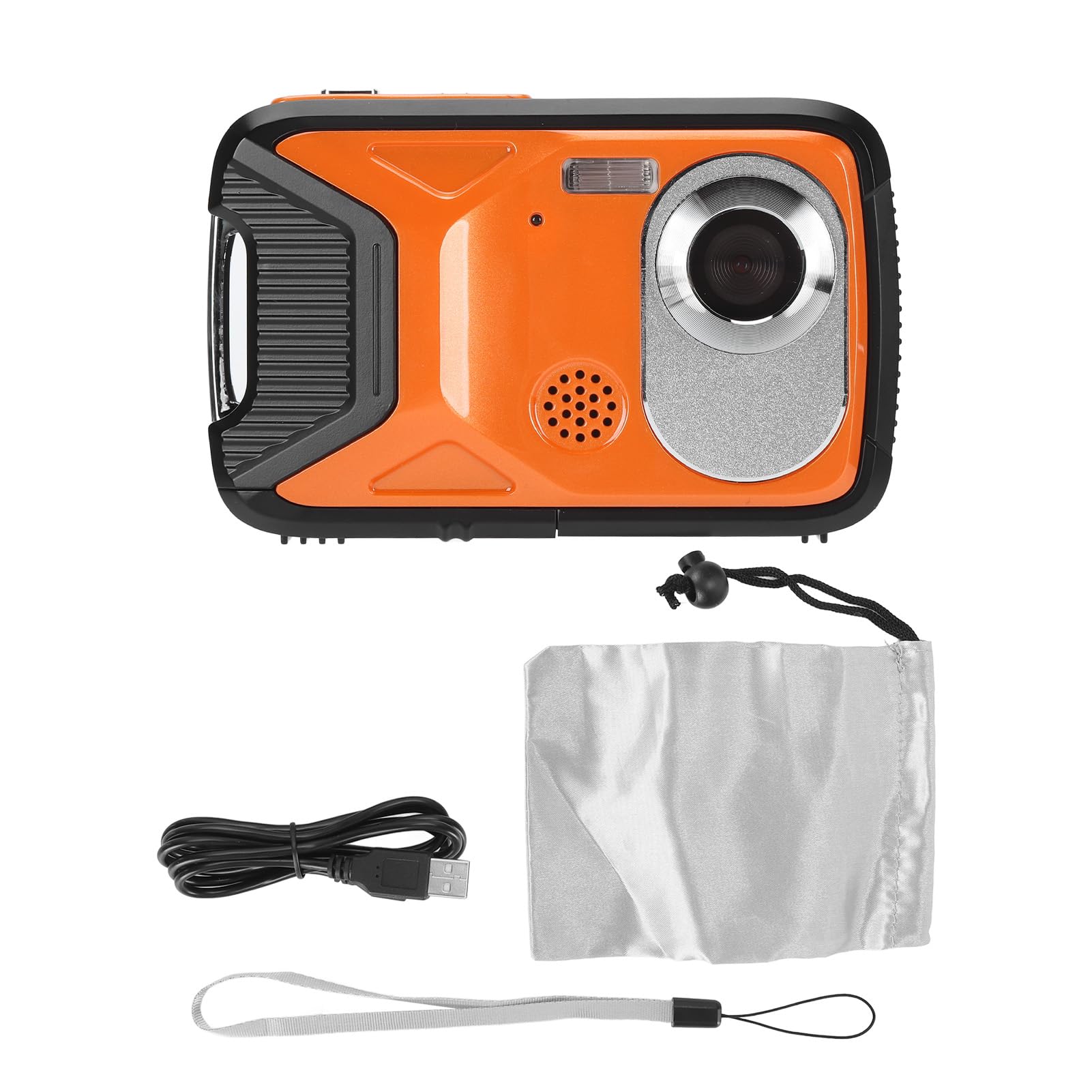 16.4ft Underwater Digital Camera with Face Detection - 21MP Waterproof Action Camera for Diving, Snorkeling & Swimming - 1080P HD Video & Panoramic Shooting (Orange)