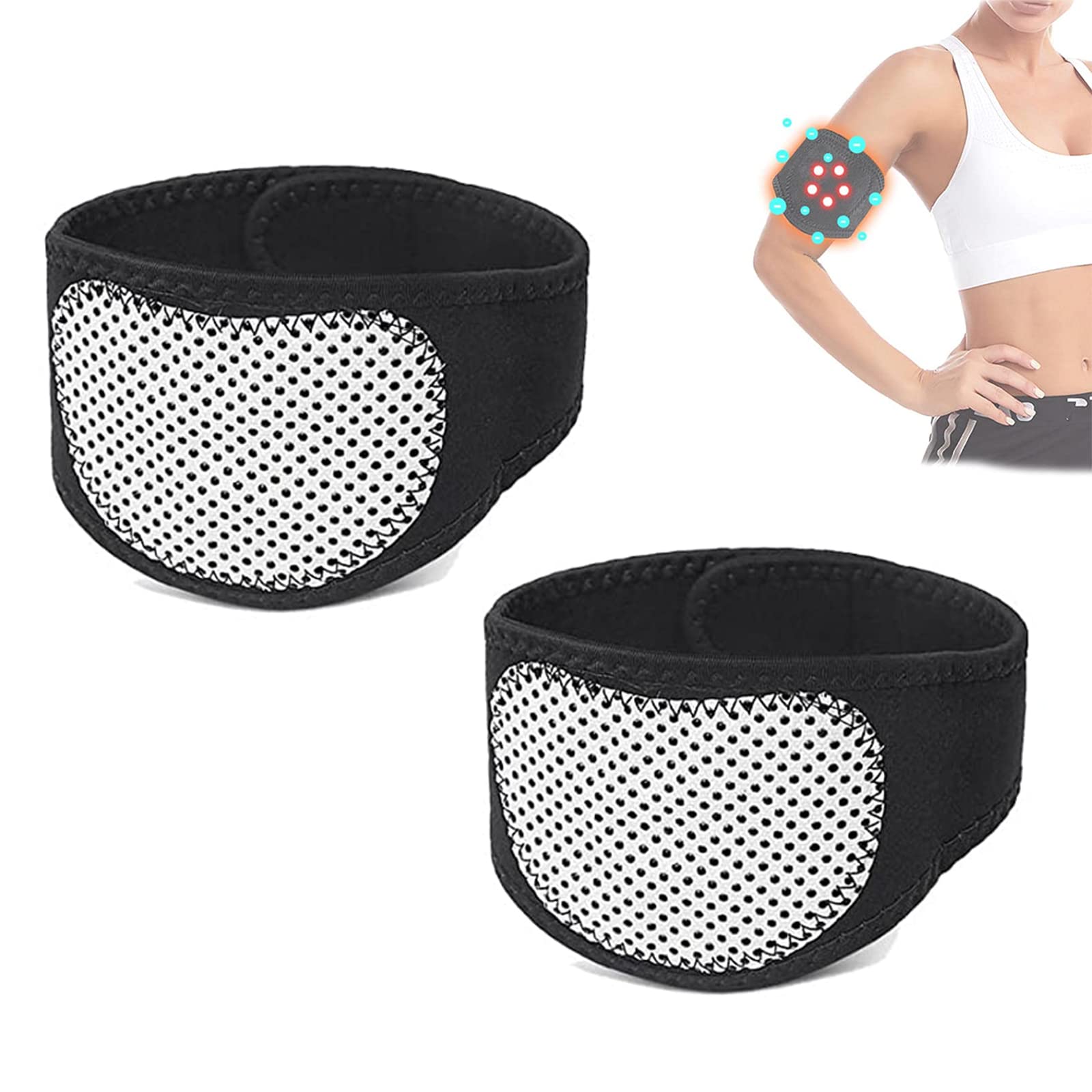 Frenaki 2Pcs Slimmaionix Arm Trimmers - Tourmaline Acupressure Self-Heating Arm Shaper for Flabby Arms, Adjustable Arm Bands for Weight Loss & Toning (Black) - Perfect for Home Workouts, Yoga, and Postpartum Recovery