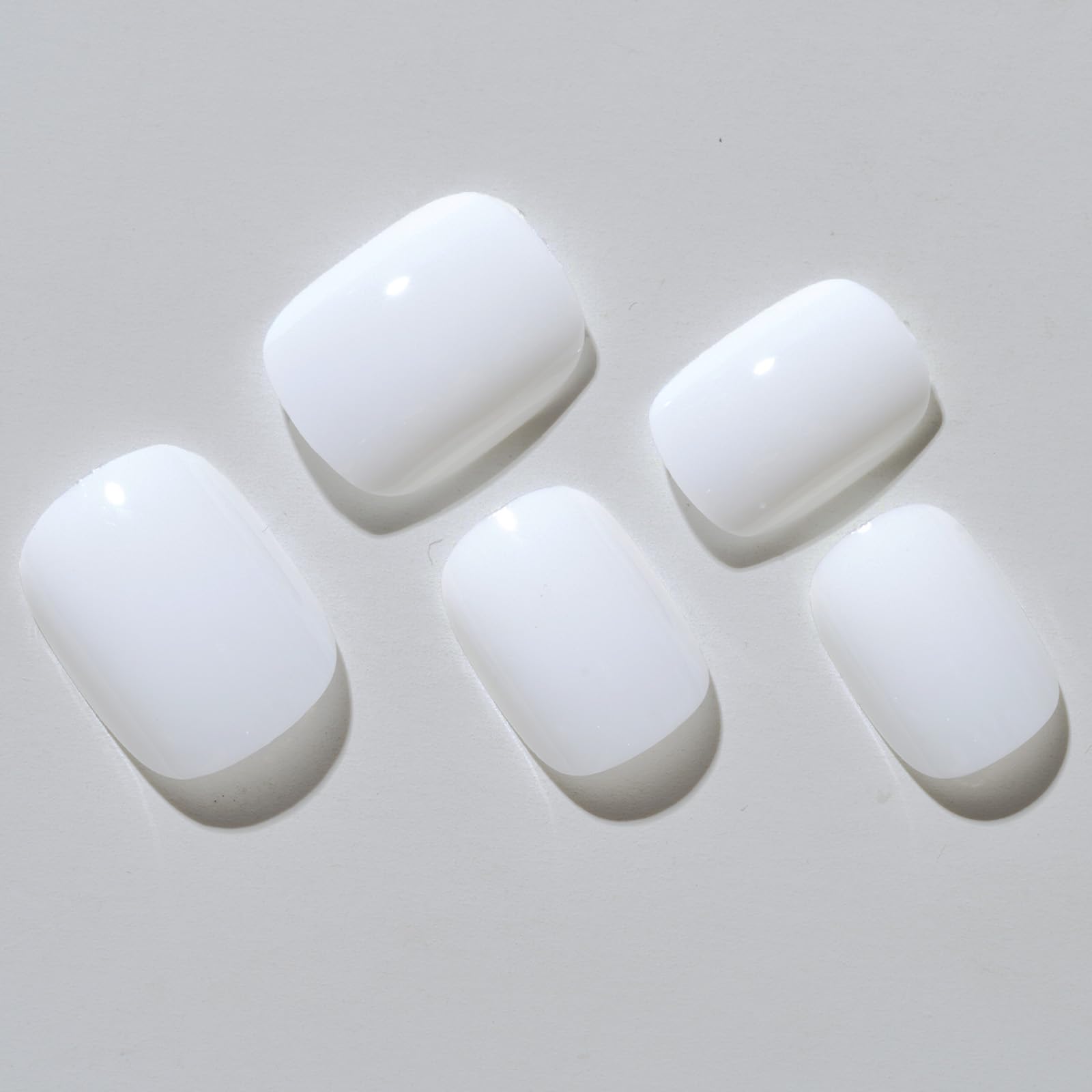 GLAMERMAID 24Pcs Short Squoval Press on Nails - Milky White Spring Summer Fake Nails with Glossy UV Finish, Reusable Acrylic False Nails Kit for Women | Easy At-Home Manicure & Special Occasion Nails