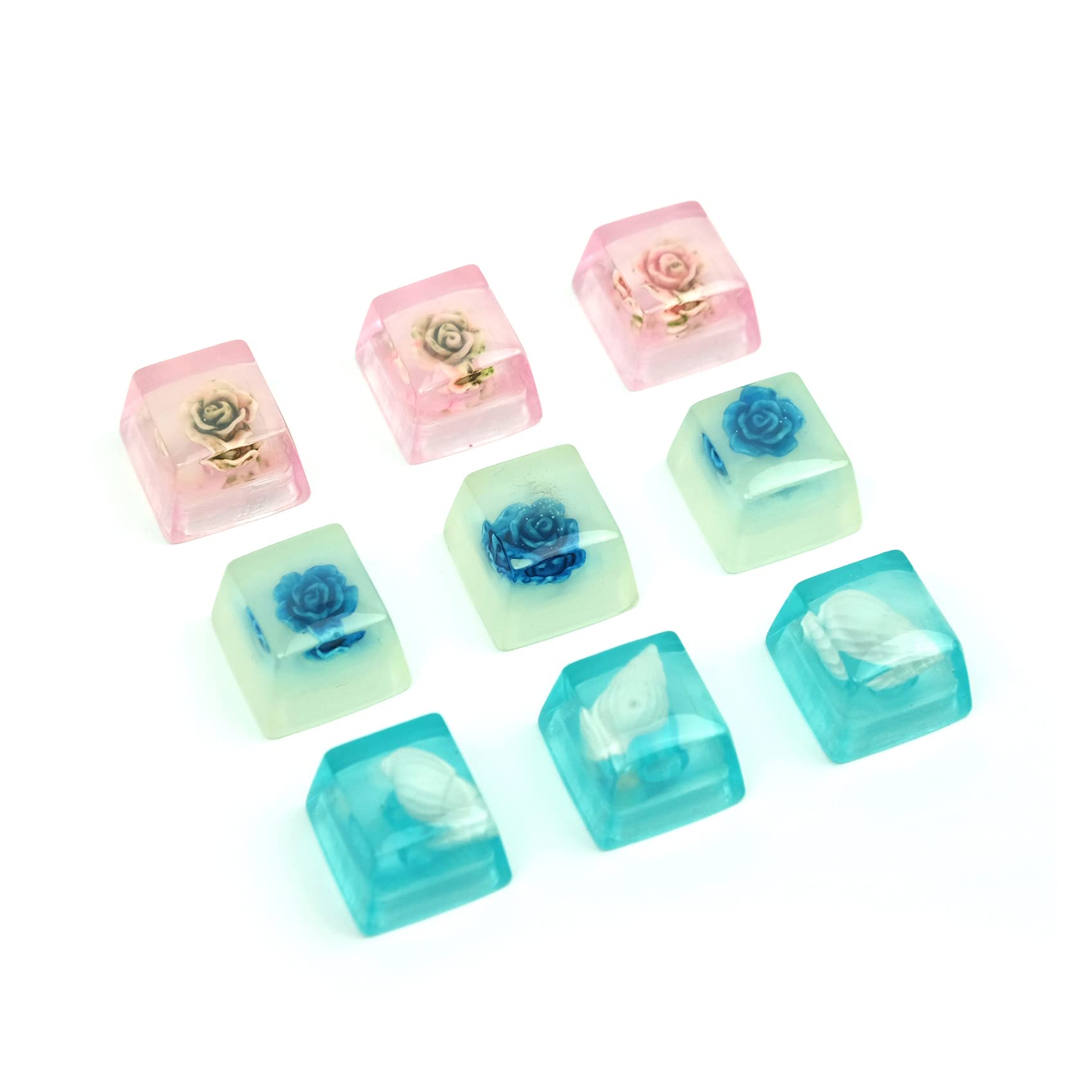 Blue Roses Resin Keycap for Cherry MX - Gaming Keyboard Decoration Gift