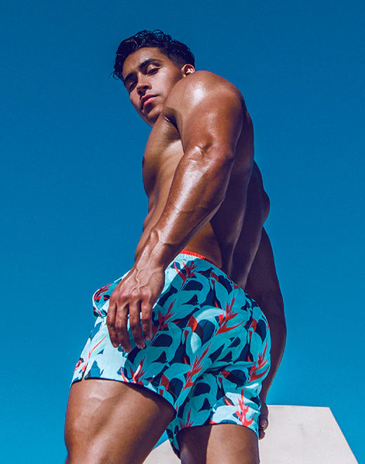 2eros Caribbean Twist 3 Swim Shorts - Quick Dry Men's Swim Trunks with Pockets for Beach, Pool & Vacation | Comfortable Swimwear for Summer Water Sports