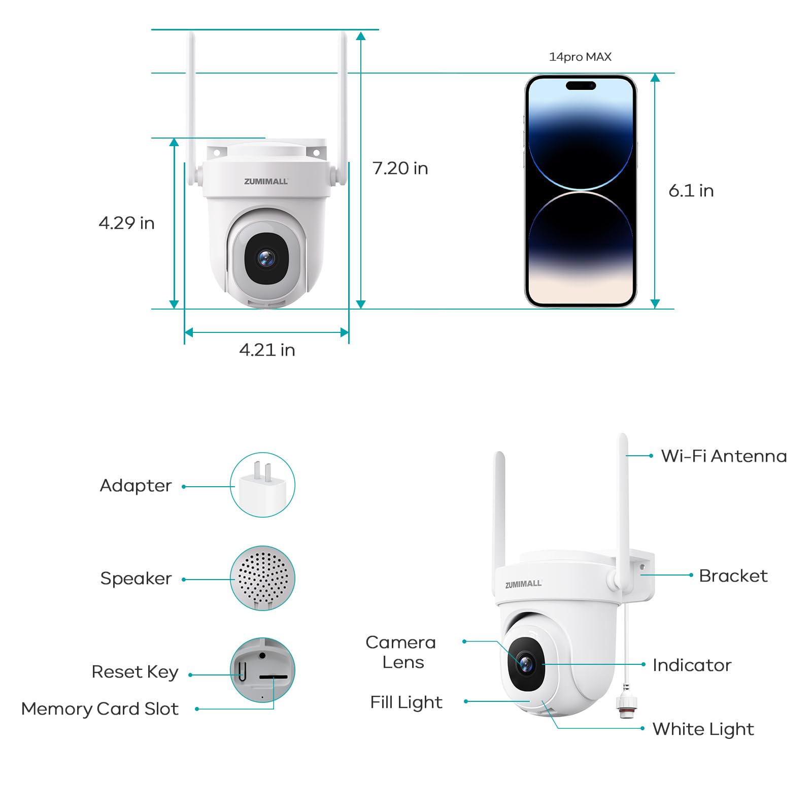 ZUMIMALL 5MP Outdoor Security Camera with 5G WiFi, 24/7 Recording, 360° Auto Tracking & Noise Detection - Weatherproof IP66, Alexa Compatible for Home Security - Perfect for Driveway, Garage & Backyard Surveillance