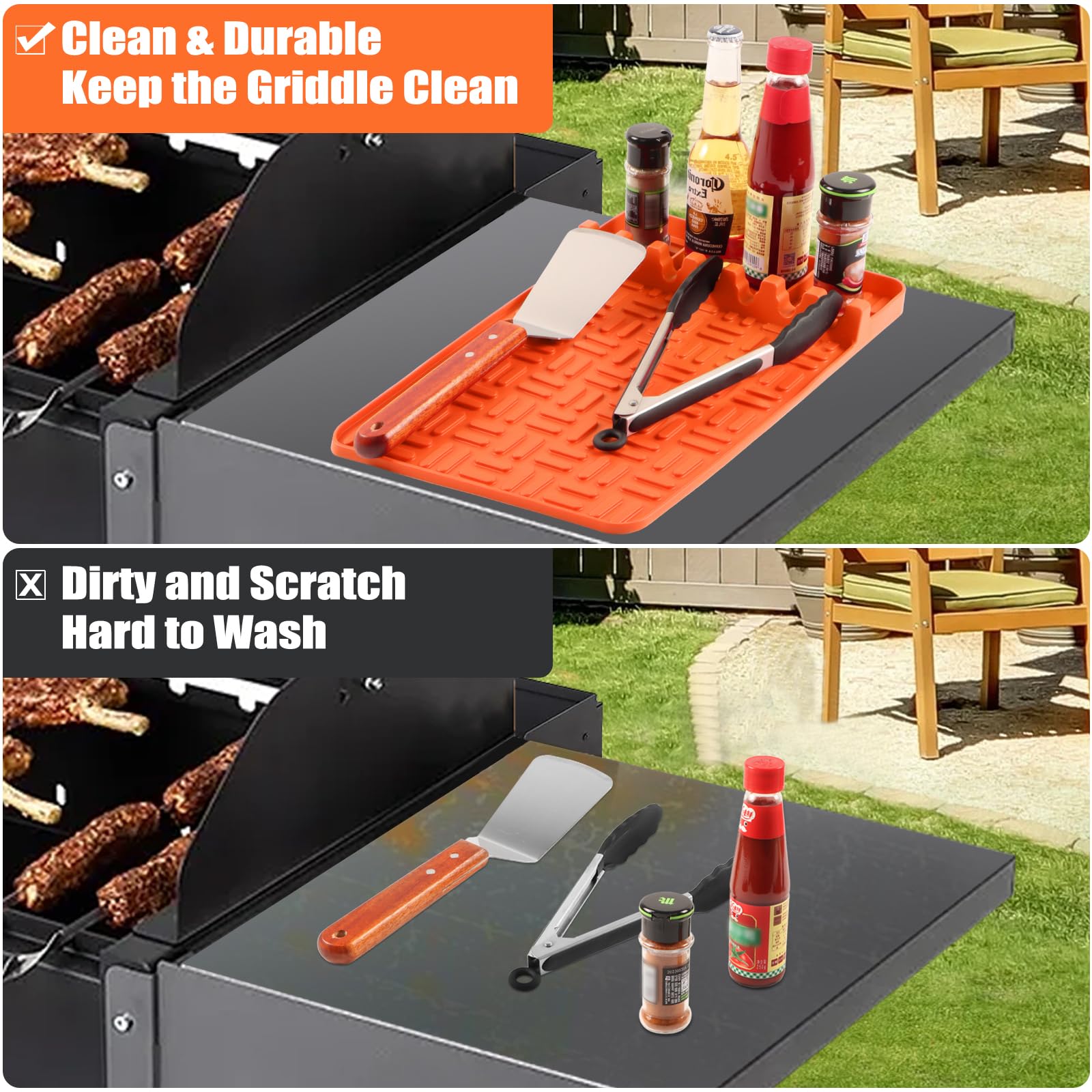 Blackstone Silicone Griddle Mat - Large Spatula & Drip Pad for Kitchen, Stovetop, Countertop - Perfect for Outdoor Grilling