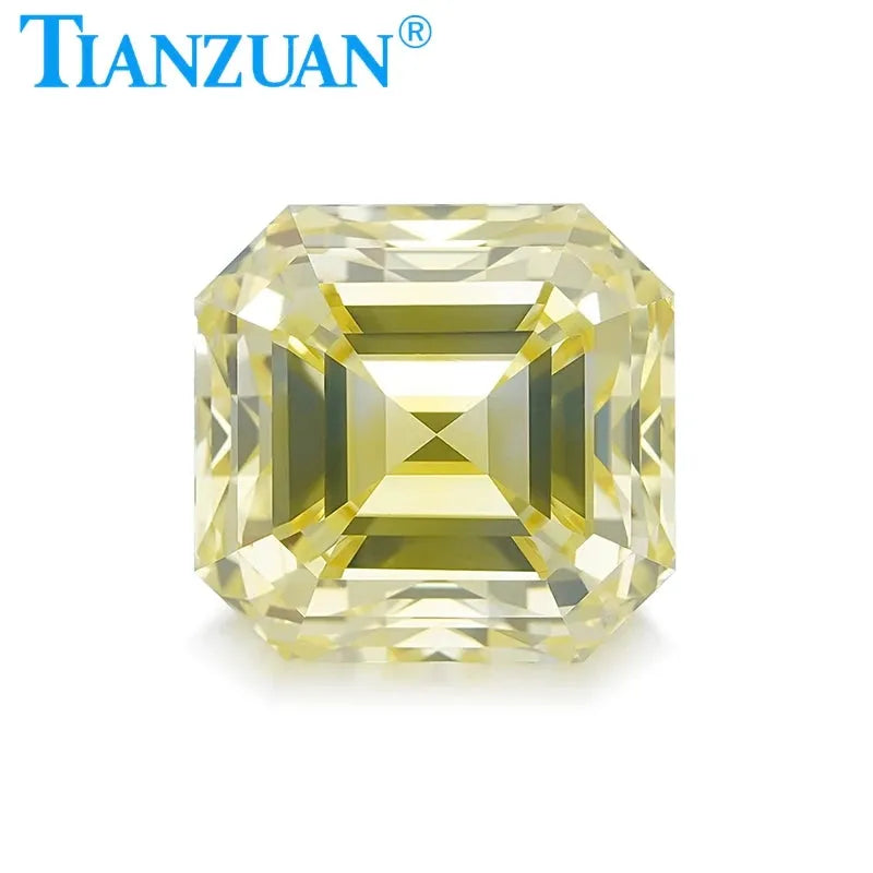 1.214CT VVS1 Lab-Created Diamond HPHT Asscher Cut Fancy Intense Yellow 2EX Loose Gemstone - GEMID Certified for Engagement Rings & Fine Jewelry Making