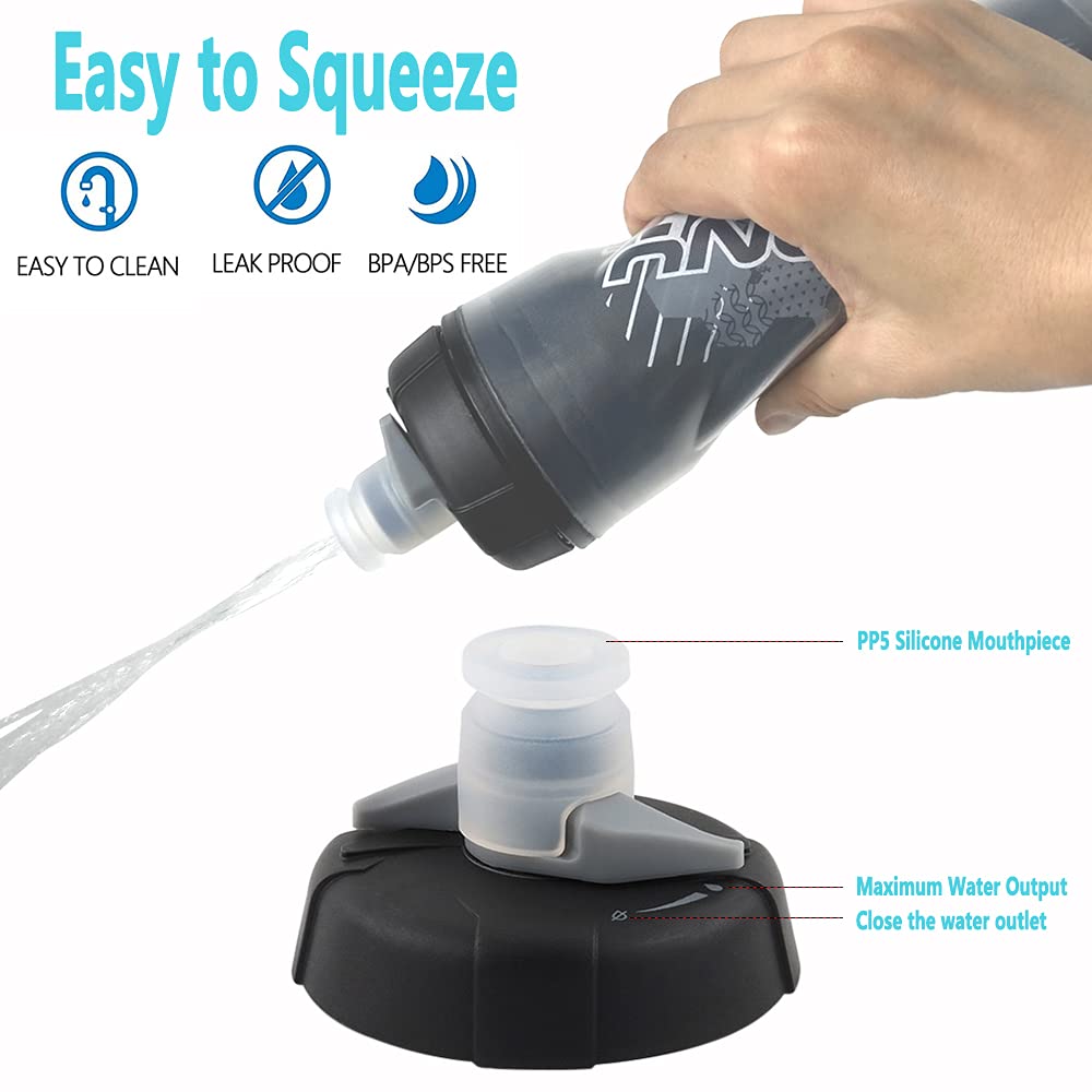 Lightweight 600ml/20oz BPA Free Bike Water Bottle - Leak Proof Squeeze Design for Cycling, Outdoor Sports & Fitness (Black-Gray) | Perfect for Road Bikes, Mountain Biking & Gym Workouts
