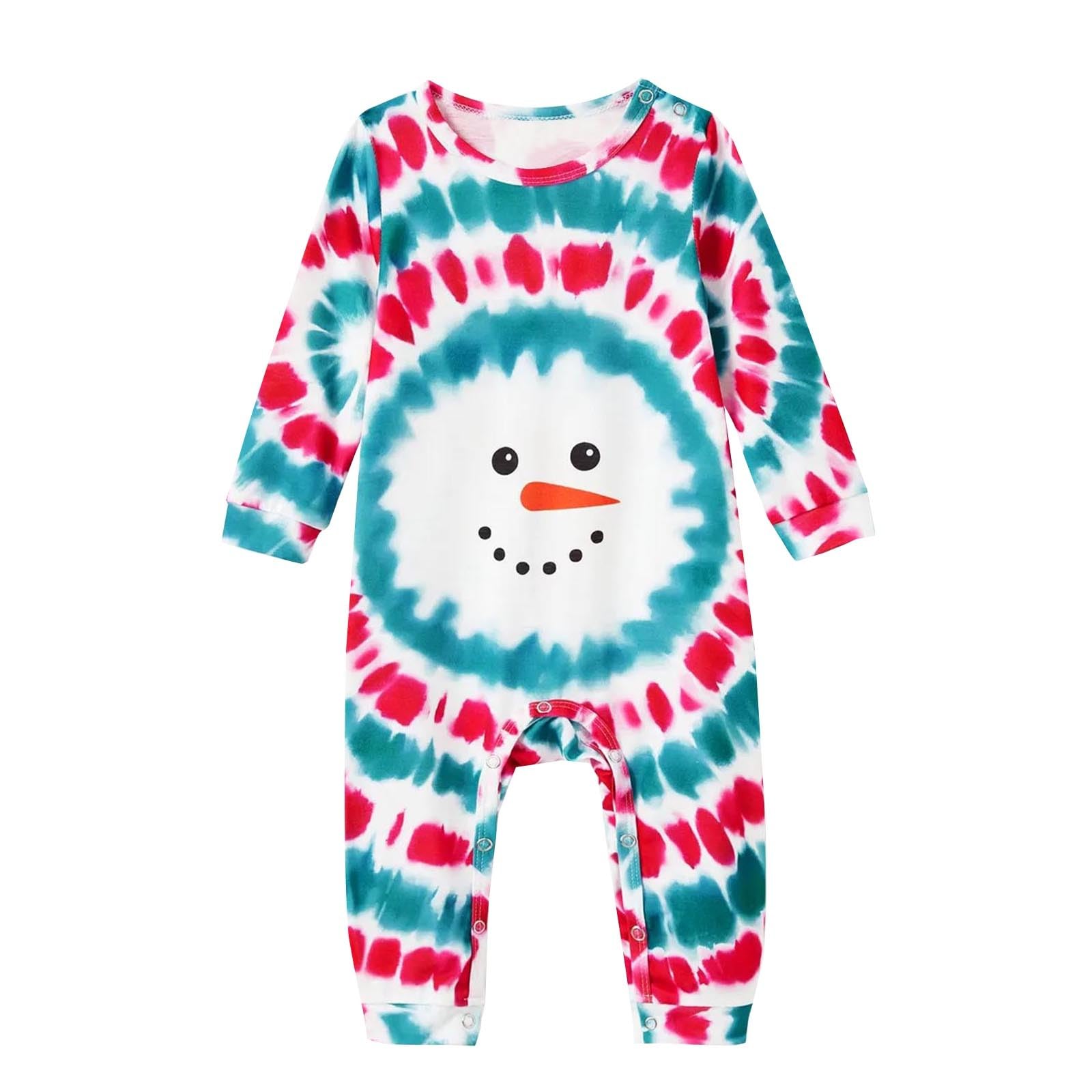 Festive Matching Family Christmas Pajama Sets - Tie Dye Holiday Pjs with Snowman Print, Long Sleeve Sleepwear for Cozy Winter Nights & Holiday Gatherings - Perfect for Family Photos, Christmas Morning & Festive Lounging