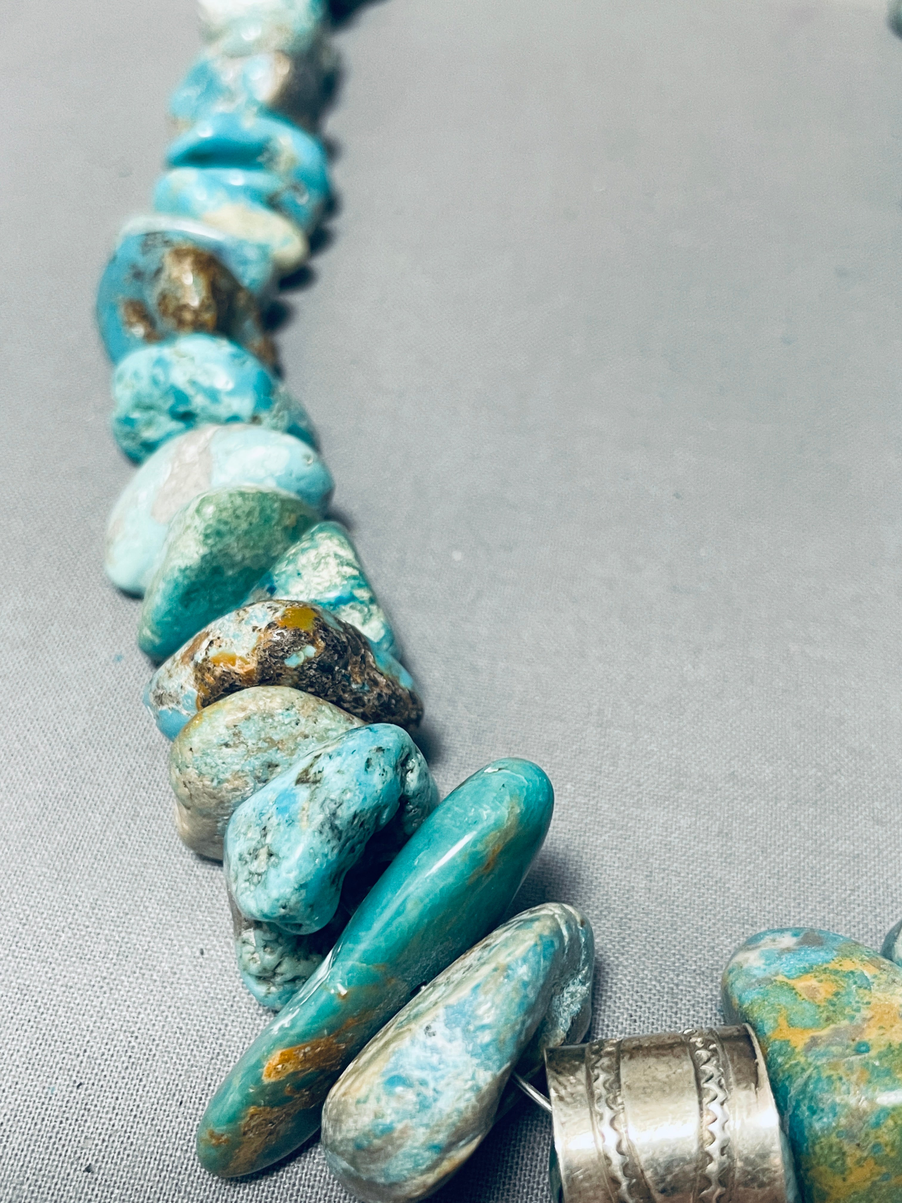 Authentic 176g Navajo Turquoise Sterling Silver Necklace - Handmade Native American Jewelry for Women, Perfect for Boho Fashion & Special Occasions