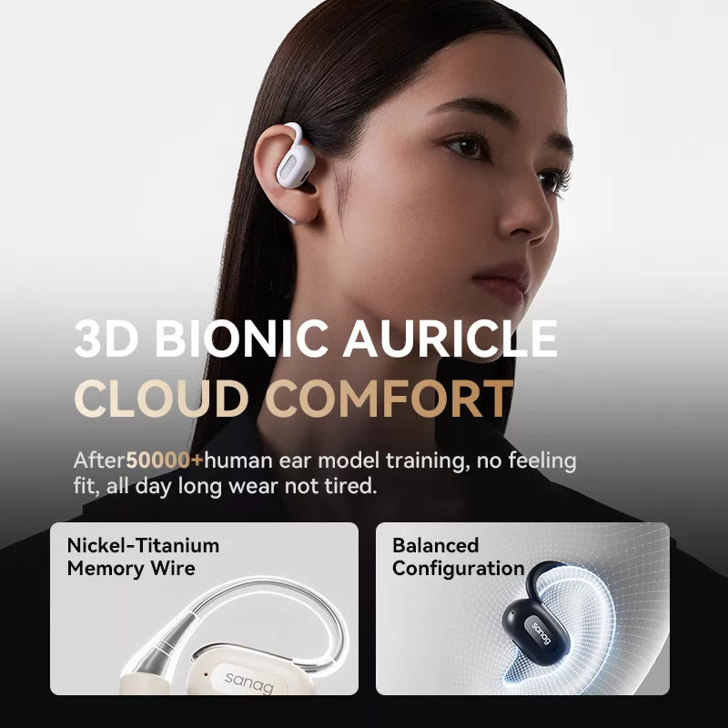 Sanag G56S Wireless Bluetooth Headphones with Ear Hook - Open Ear Air Conduction for Running, Cycling & Workouts - Sweatproof Sport Earbuds for Gym, Outdoor Activities & Travel