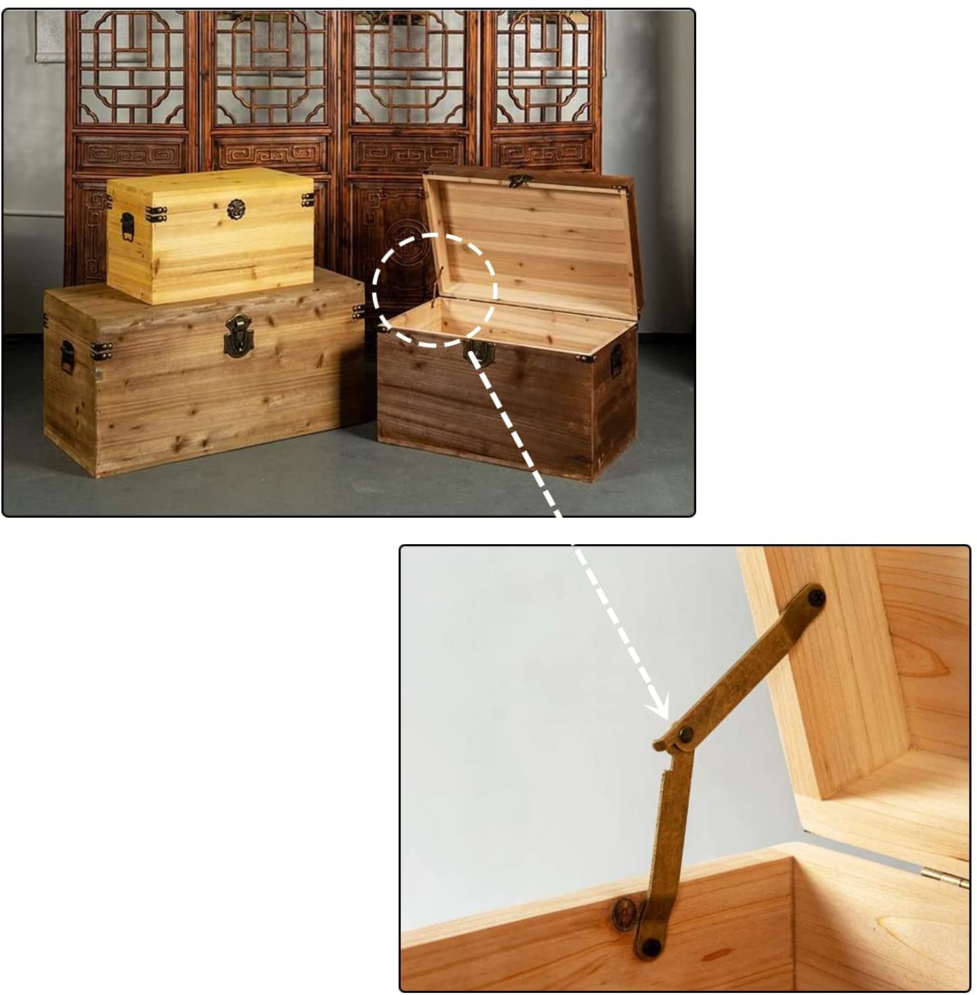 Yinpecly 10Pcs Bronze Folding Lid Support Hinges - Heavy Duty Cabinet Hinges for Lift Up Furniture, Cupboard & Display Box - Perfect for Kitchen Cabinets, Jewelry Boxes & Wooden Chests