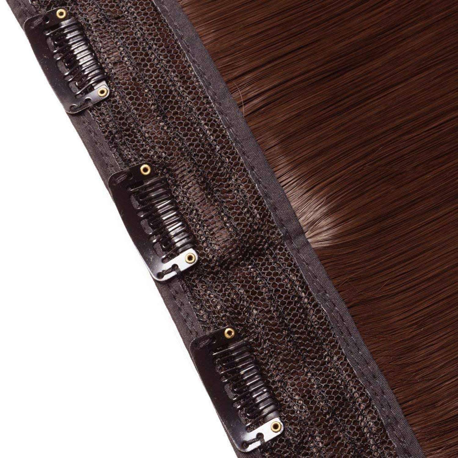 MoonEyes 5-Piece Clip-In Synthetic Straight Hair Extensions 24 Inch - Natural Brown (120g) for Volume & Length | Perfect for Parties, Weddings & Daily Styling