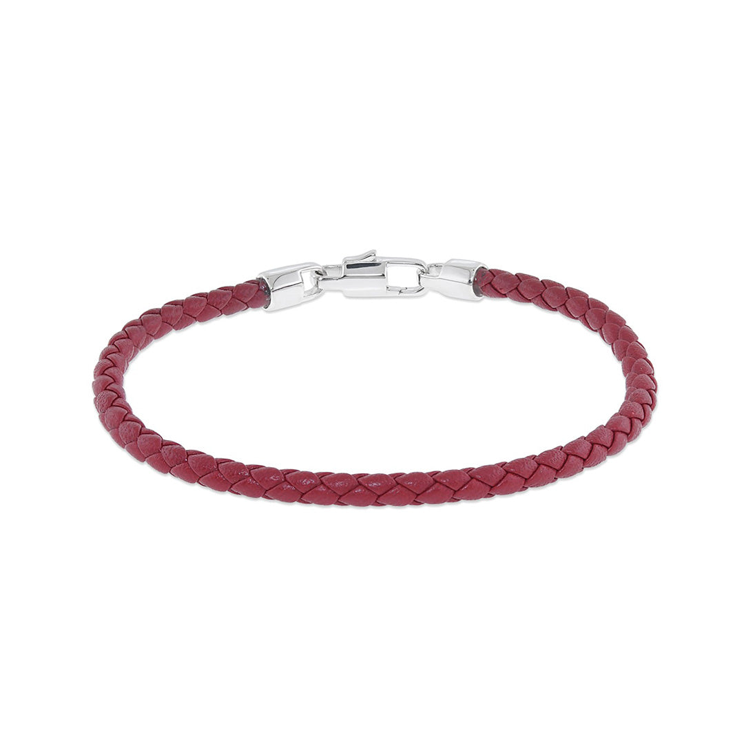 Handmade Red Leather Braided Bracelet for Men - Durable & Stylish Men's Jewelry Gift for Casual Wear, Date Night & Outdoor Adventures