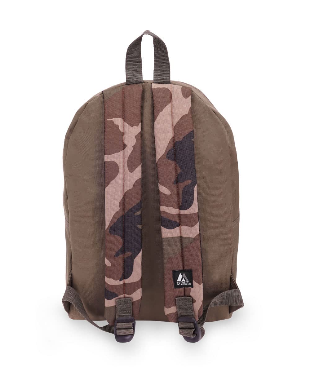 Everest Basic Color Block Backpack - Olive Camo Hiking Backpack for School, Travel & Outdoor Adventures | Durable Water-Resistant Daypack for Men & Women