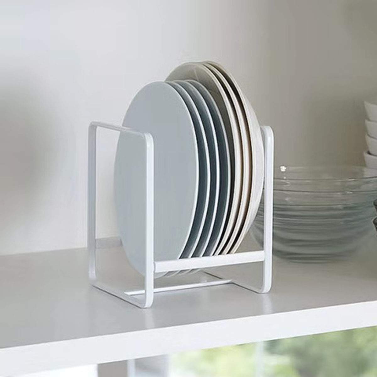 Metal Plate Holders Organizer for Kitchen - 2 Pack Small Dish Storage Rack for Cabinet, Counter & Cupboard - Space Saving Kitchenware Organizer for Plates, Bowls & Cutting Boards - Perfect for Small Kitchens, Dining Rooms & Restaurants