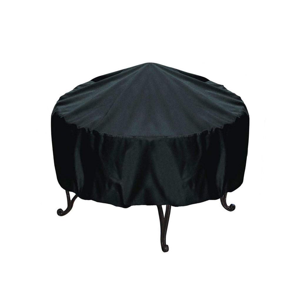 77x58cm Waterproof Round Fire Pit Cover - UV & Weather Resistant for Patio, Grill, BBQ - Outdoor Protection from Rain, Snow & Sun (Black) - Perfect for Backyard, Deck & Garden Use
