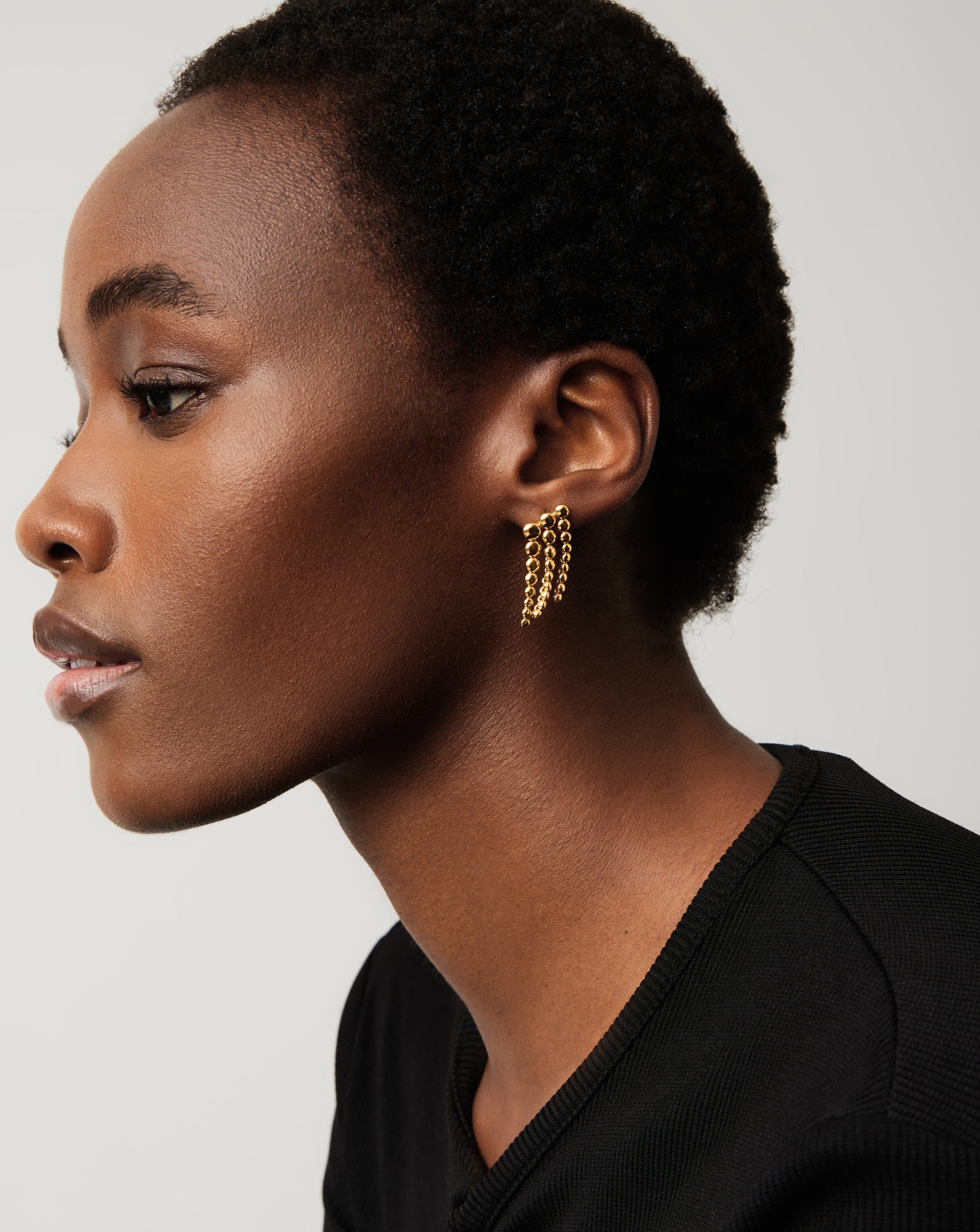 18k Gold Vermeil Beaded Waterfall Drop Earrings for Women – Elegant Dangling Jewelry for Parties, Weddings & Special Occasions