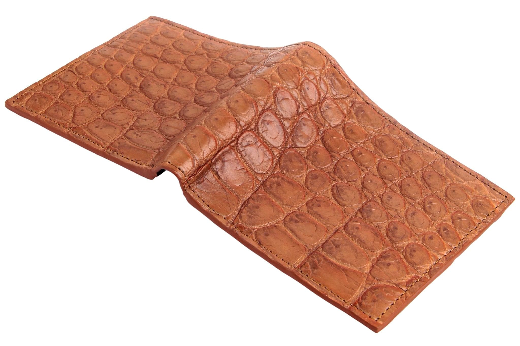 Premium Light Brown Genuine Crocodile Leather Men's Bifold Wallet - Slim RFID Blocking Credit Card Holder for Everyday Carry & Luxury Gift