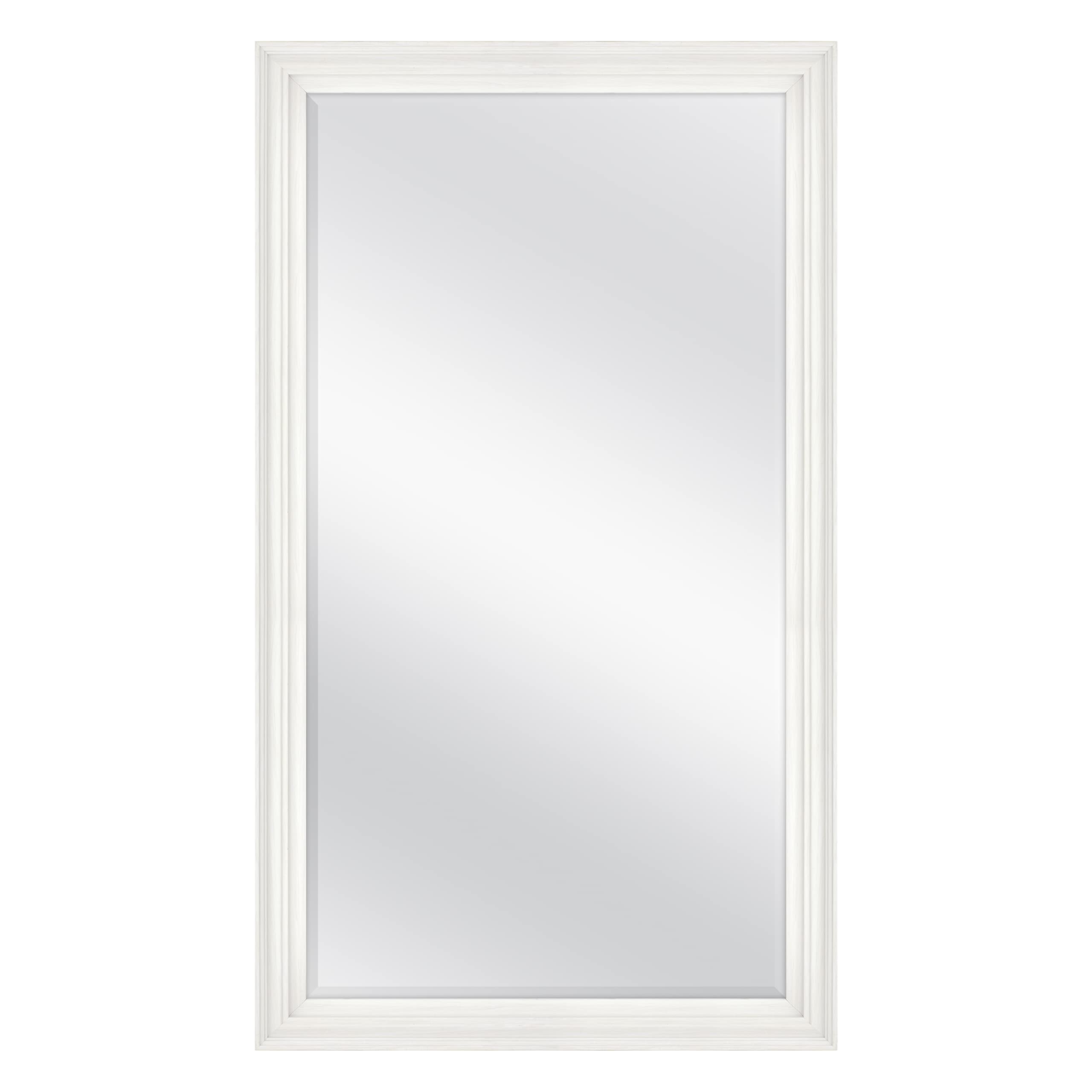 MCS Ezra 28.66x49.66 Inch Large Wall Mirror - White Woodgrain Frame with Beveled Edge - Vertical & Horizontal Hanging Mirror for Bathroom, Bedroom & Living Room Decor - Perfect for Vanity, Entryway & Home Staging