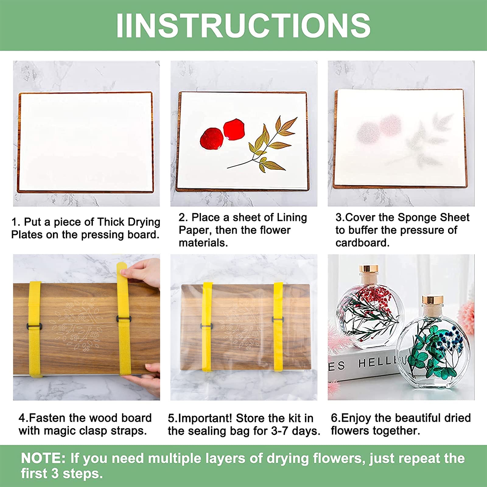 WANDIC Large Wooden Flower Press Kit for DIY Art, Handicrafts & Specimens - Plant Press Book, Leaves Press Kit for Outdoor Learning & Nature Exploration - Perfect for Botanical Art, Scrapbooking & Educational Projects