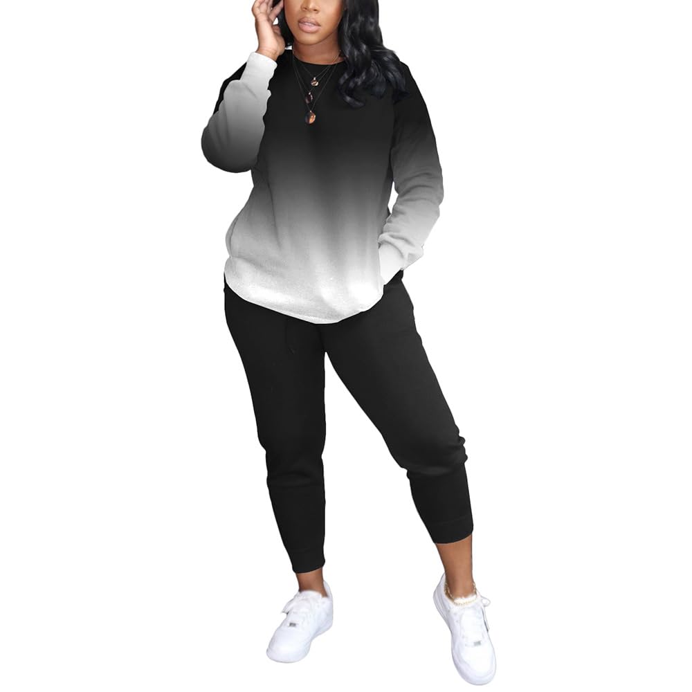 HBQ Women's Two Piece Outfits - Long Sleeve Casual Sweatsuits & Jogger Tracksuits Lounge Sets with Pockets | Comfy Loungewear for Home, Gym & Running