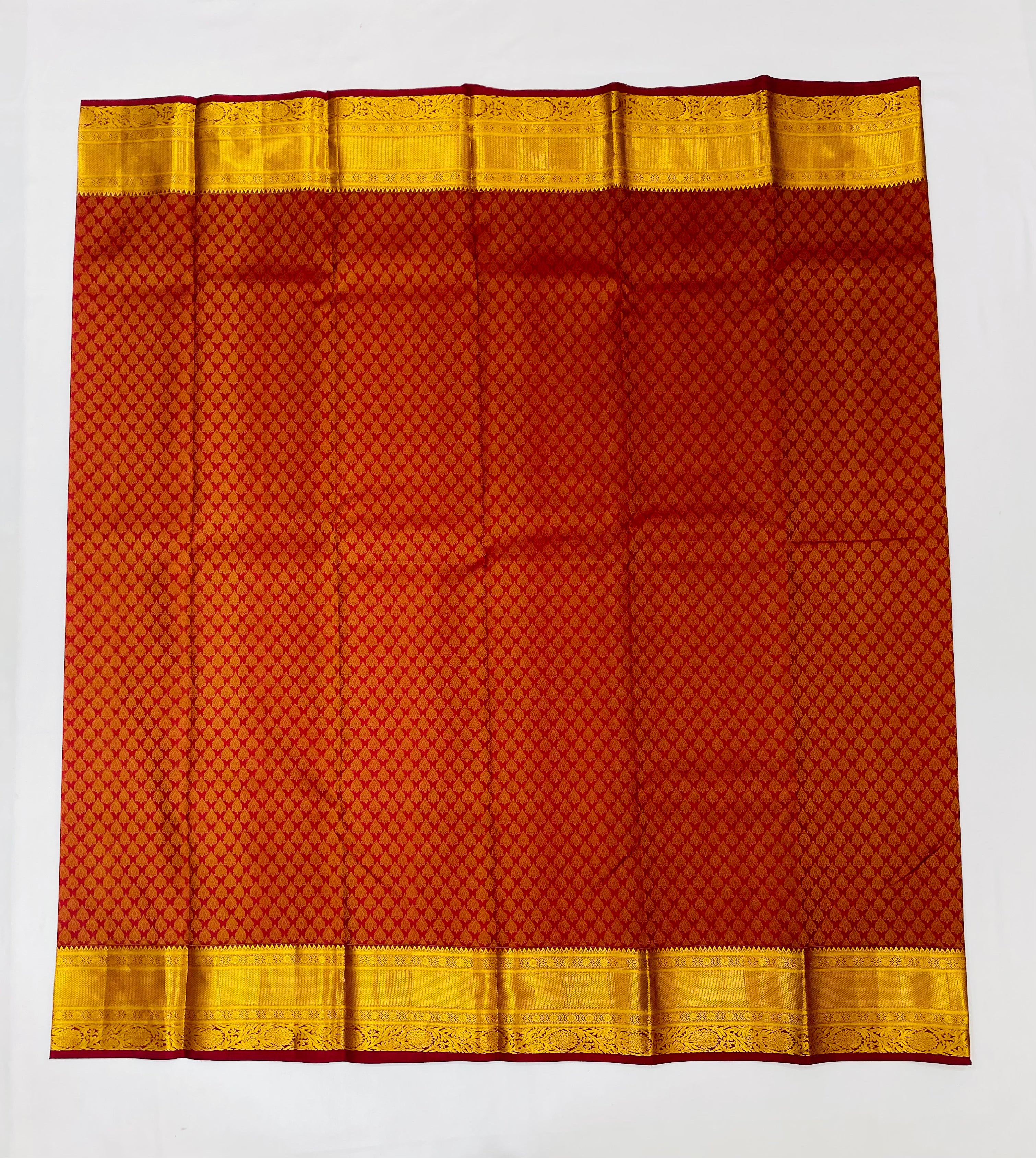 Elegant Maroon Floral Pure Kanchipuram Silk Saree with Gold Zari Work for Women | Traditional Indian Bridal & Wedding Attire | Perfect for Festivals & Special Occasions