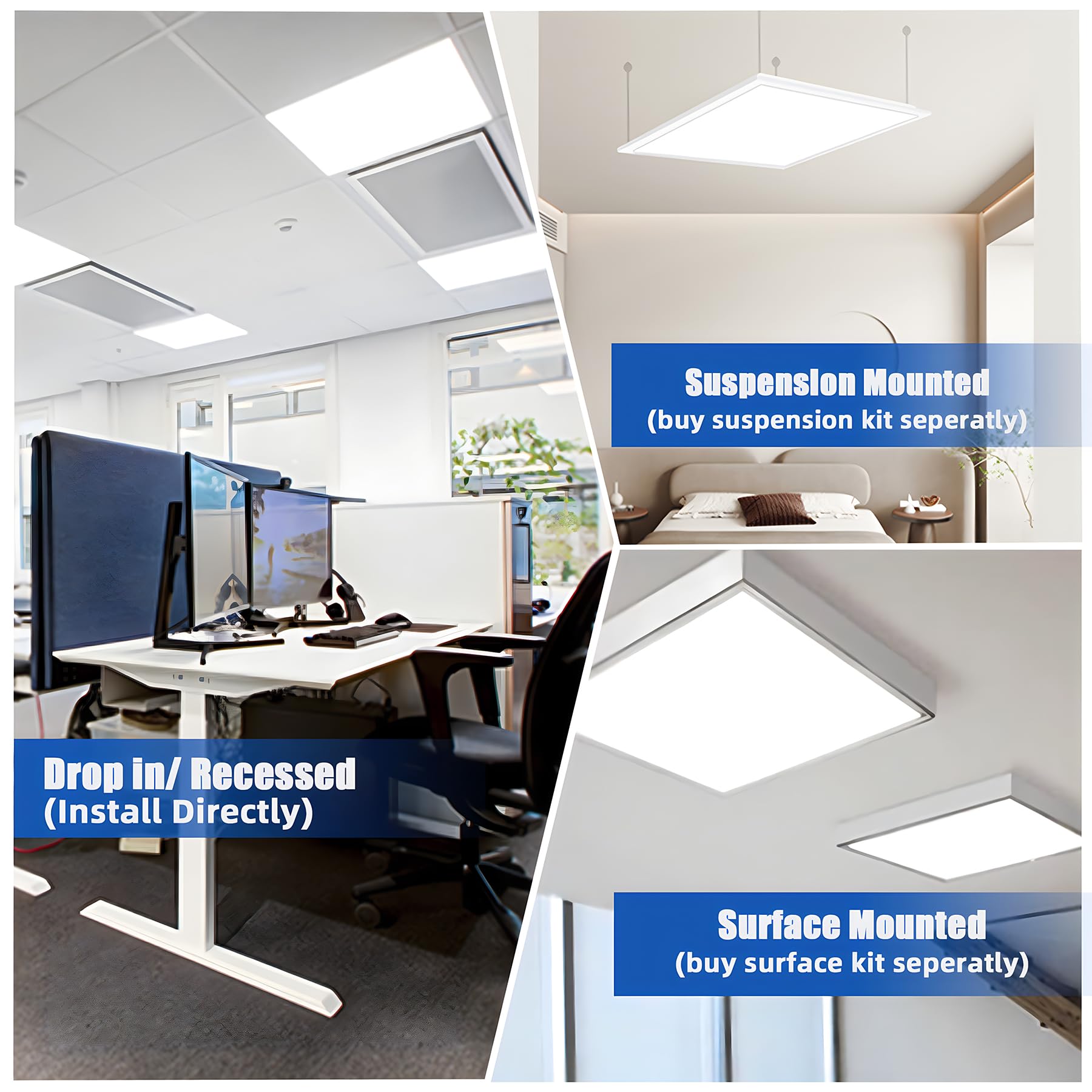4 Pack 2x2 LED Flat Panel Lights - 45W 5800LM Dimmable Drop Ceiling Fixtures, 5000K Daylight White, Edge-Lit Recessed Troffer for Office & Commercial Spaces - ETL Certified - Perfect for Offices, Schools, and Retail Stores
