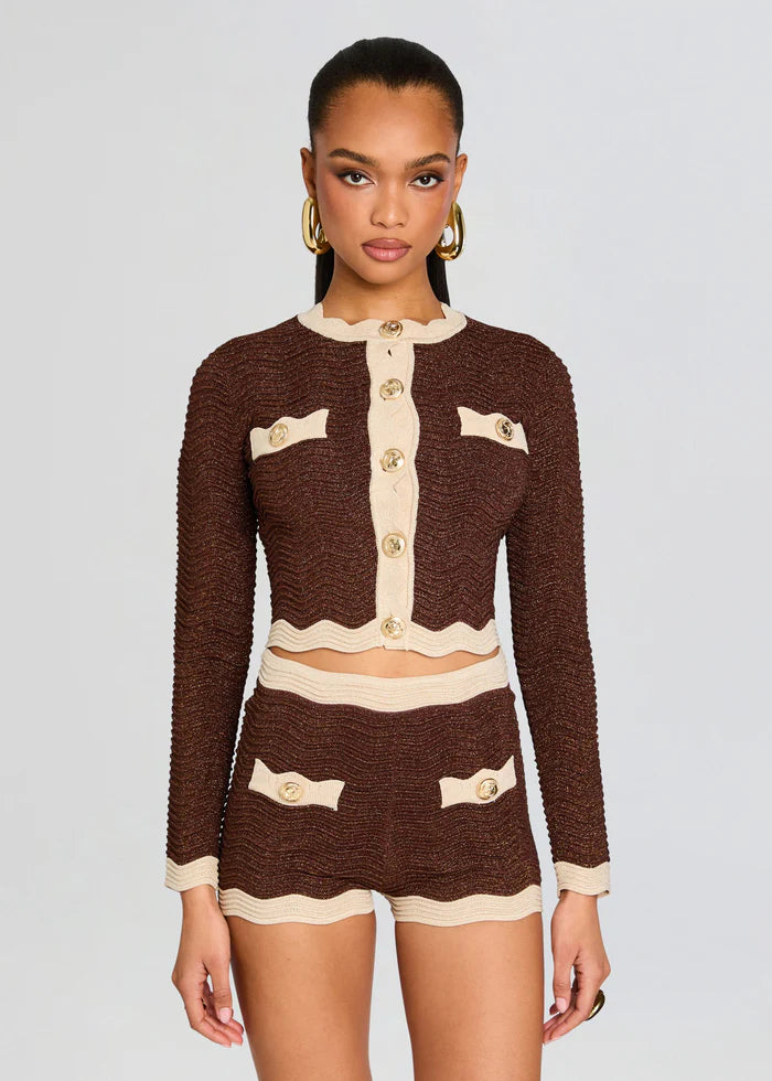 Dallys Women's Knit Cardigan Jacket - Metallic Chestnut Bone Color | Cozy Fall & Winter Sweater | Perfect for Office, Casual Outfits & Date Nights