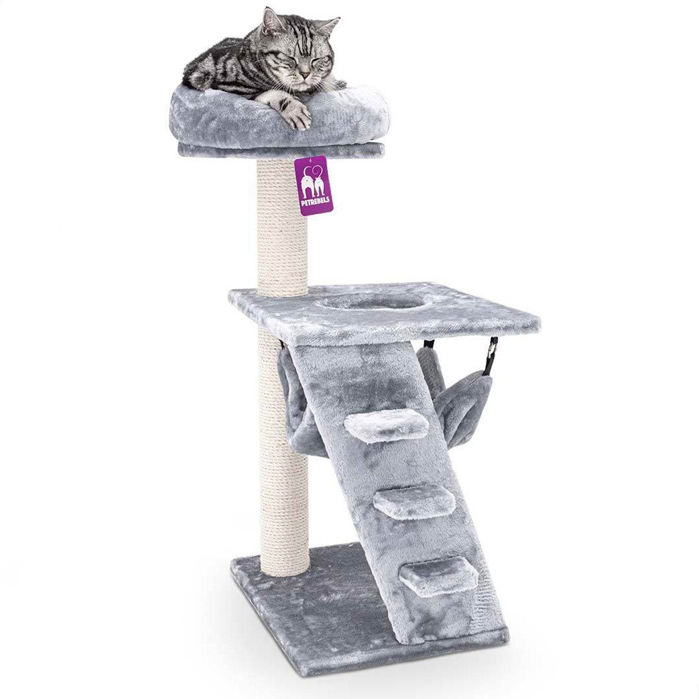 Little Rebels Seattle 89cm Cat Tree with Scratching Posts & Perches - Premium Cat Climbing Tower for Indoor Cats - Perfect for Small Spaces & Playtime