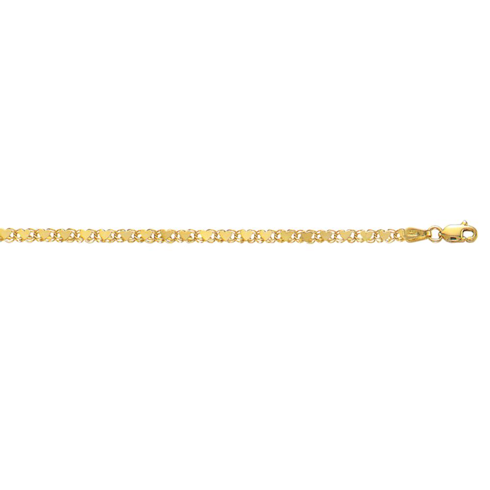 10K Gold 3.0mm Heart Chain Necklace for Women - Dainty Delicate Heart Pendant Jewelry Gift for Her - Perfect for Valentine's Day, Anniversary & Everyday Wear