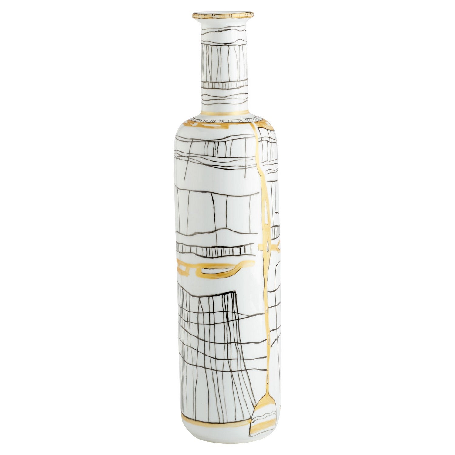 Cyan Design 11431 Lindus Large Vase - Elegant Black & White Ceramic Vase for Home Decor, Wedding Centerpieces, and Modern Interior Styling