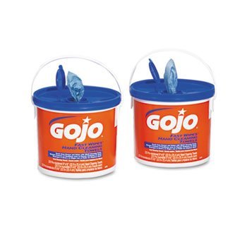 GOJO FAST WIPES Hand Cleaning Towels - 9x10 Inch White Microfiber Cloths, 225 Per Bucket (2 Buckets per Carton) - Ideal for Office, Janitorial & Lunchroom Cleaning Supplies