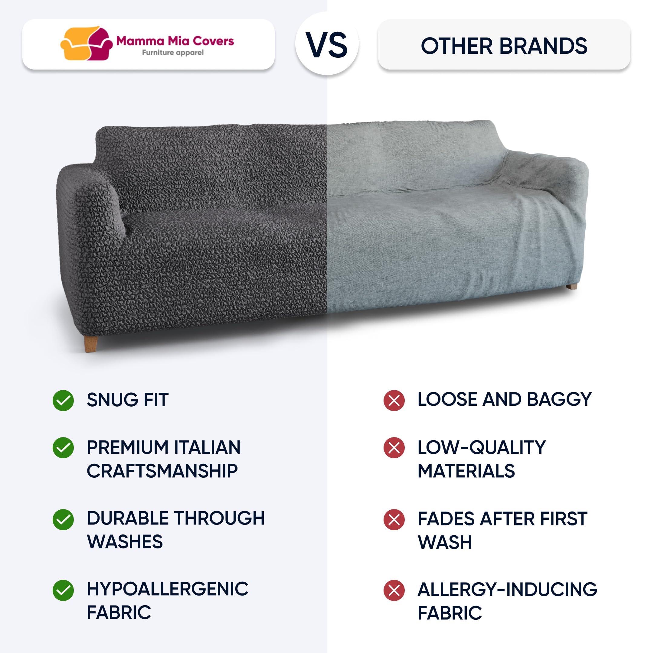 PAULATO BY GA.I.CO Stretch Sofa Slipcover - 1-Piece Washable Couch Cover with Soft Polyester Fabric, Pet-Friendly Furniture Protector - Microfiber Collection in Marsala Color - Perfect for Living Room, Family Room & Pet Owners