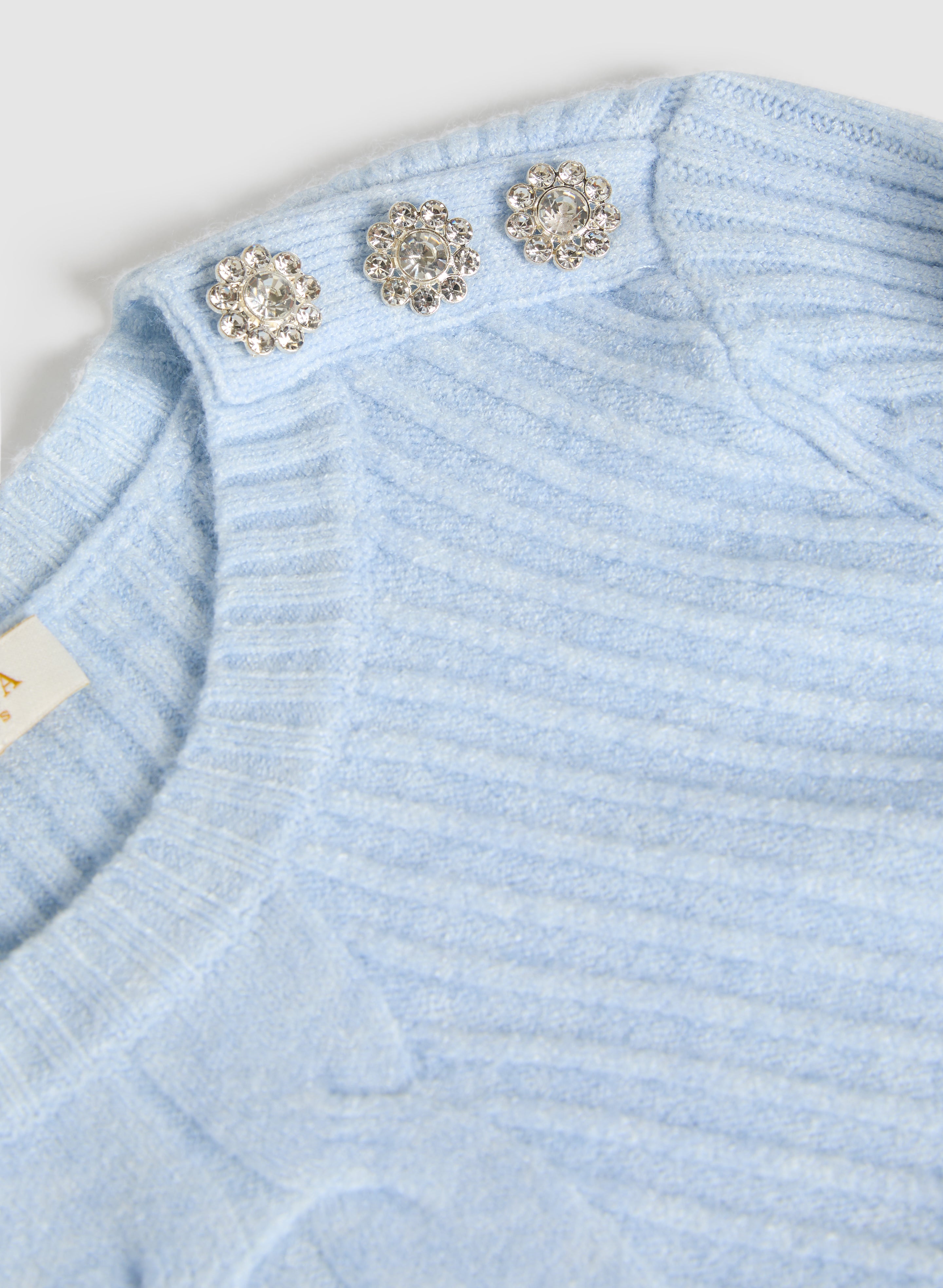 Elegant Crystal Button Embellished Sweater for Women - Stylish Knit Pullover with Rhinestone Details - Perfect for Parties, Dates & Holiday Gatherings