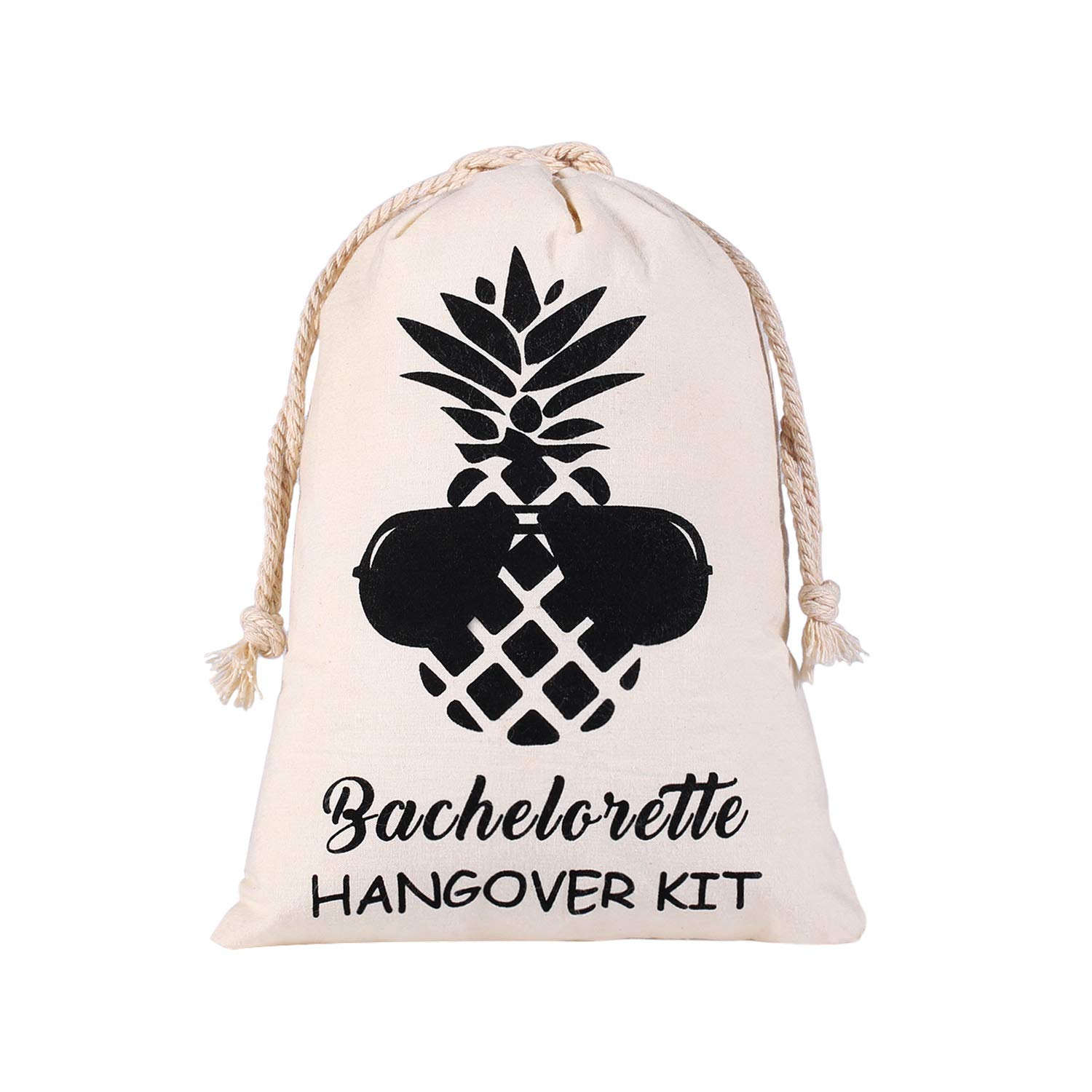 SHERWAY Pineapple Bachelorette Party Favor Bags - Wedding Survival Kit & Hangover Recovery Drawstring Pouches (Beige, 5x7 Inches, 10 Pack) - Perfect for Bridal Showers, Bachelor Parties & Wedding Guest Gifts