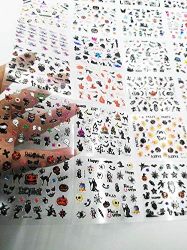 3D Halloween Nail Stickers - Skull, Pumpkin, Cat for DIY Nail Art