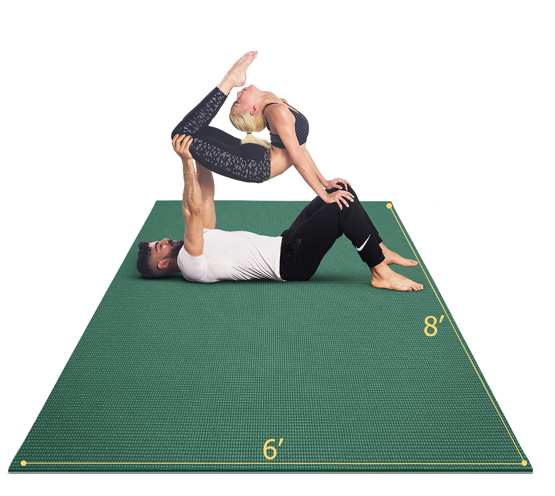 GXMMAT Extra Thick 7mm Large Yoga Mat (12'x6'/10'x6'/6'x8') - Non-Slip, Quick Resilient Exercise Mat for Home Gym, Pilates, Stretching & Meditation - Perfect for Barefoot Workouts, Floor Protection & Comfortable Fitness Sessions