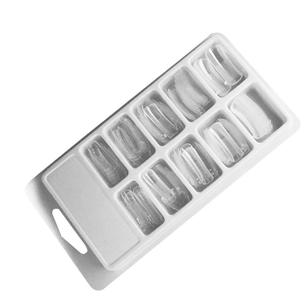 100pcs Coffin Fake Nail Tips Kit with Glue - Acrylic False Nails for DIY Nail Art - Perfect for Halloween, Cosplay & Special Occasions (Clear, One Size)