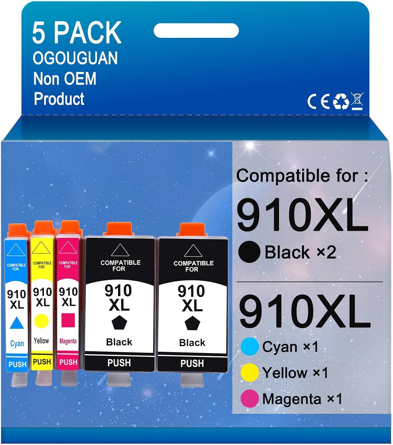 **High-Quality 910XL Compatible Ink Cartridge for HP OfficeJet Pro 8020 8025 8028 8035 8030 8015 8010 8018 8022 Printers (2 Black, 1 Cyan, 1 Magenta, 1 Yellow) - Perfect for Home & Office Printing, Documents, Photos, and Reports**