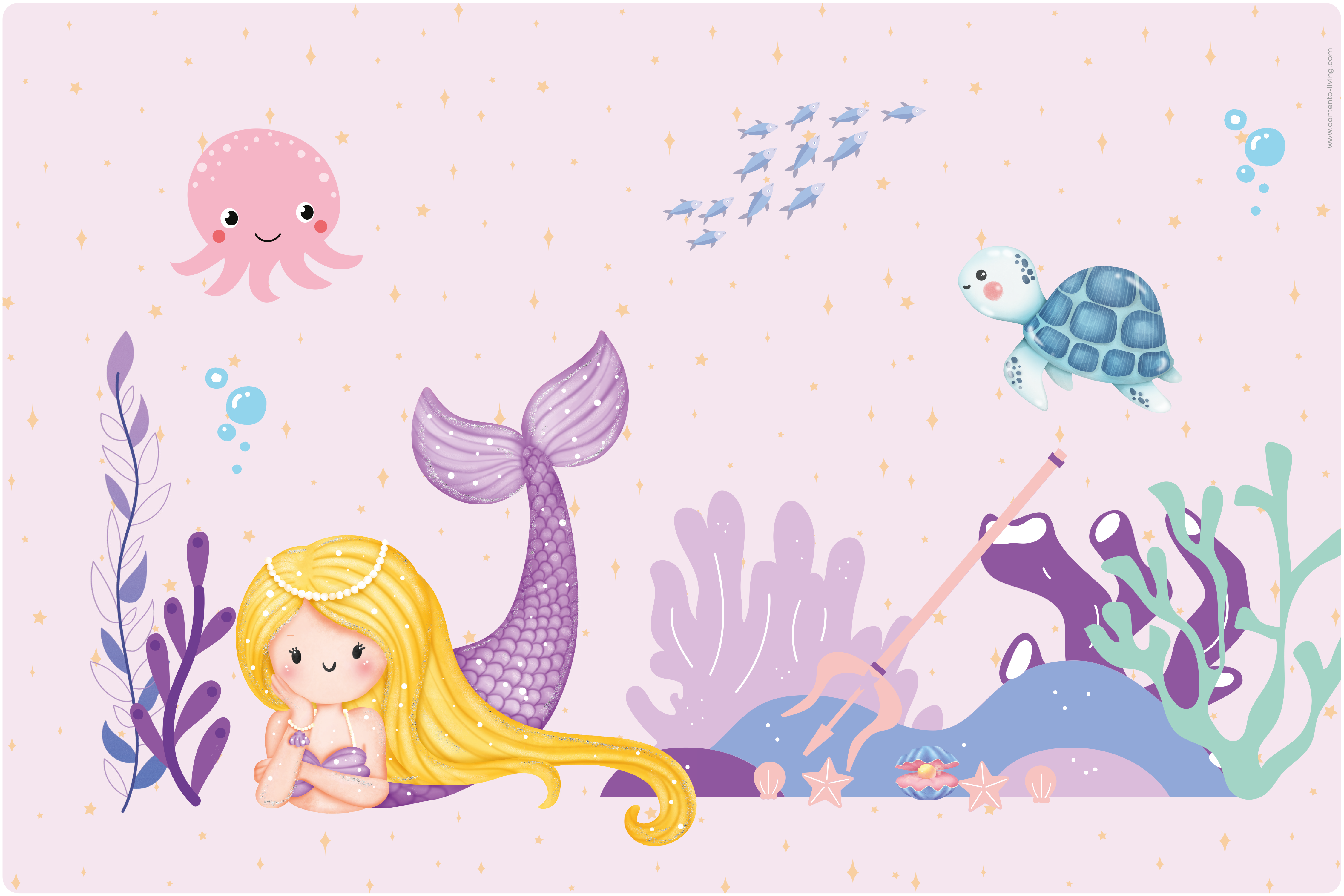 Mermaid Kids Desk Mat 60cm x 40cm - Non-Slip Study Table Mat for Children's Writing, Drawing & Homework - Perfect for School, Home & Classroom Use