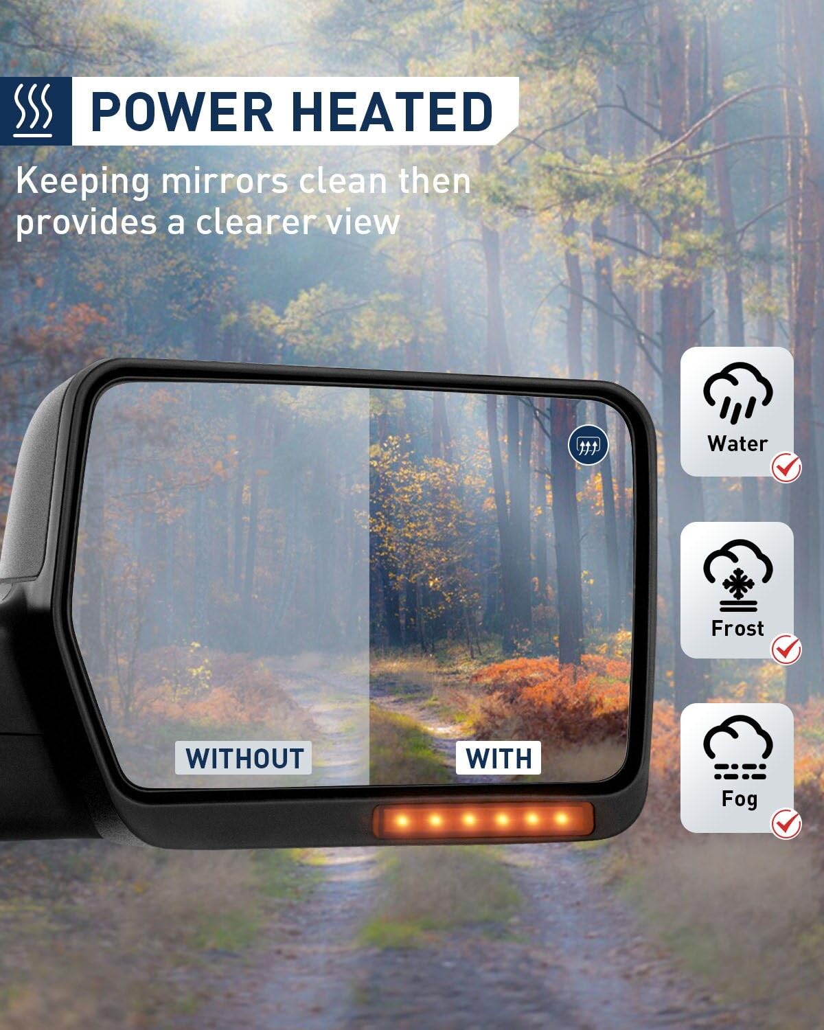 ECCPP Power Heated Towing Mirrors for 2004-2006 Ford F150 Pickup Truck - Black Housing with Turn Signal & Adjustable Left & Right Side Pair - Perfect for Heavy Loads & Winter Driving