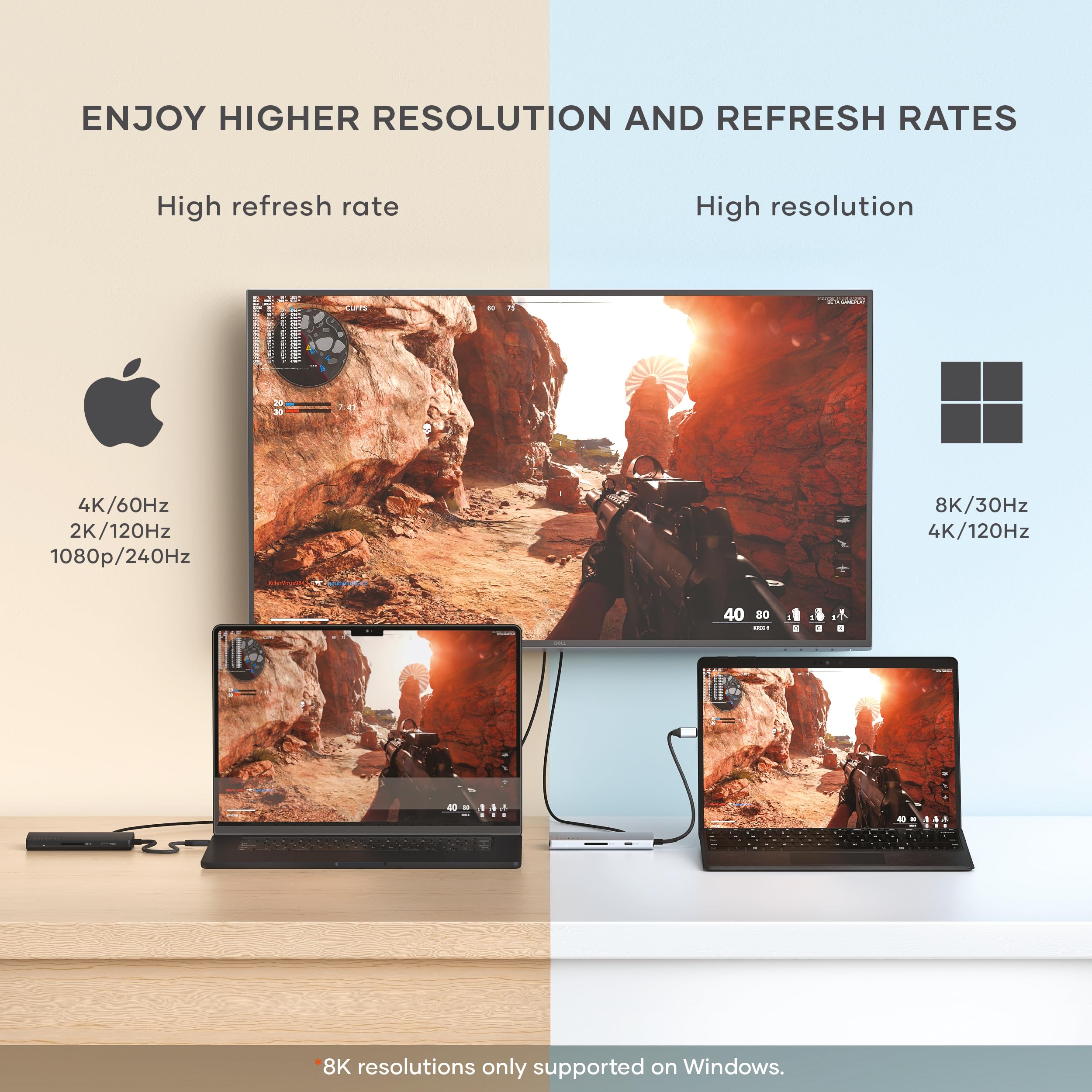 Satechi 8-in-1 USB C Hub Multiport Adapter V3 with 8K HDMI, 85W PD Charging, 4 USB-C Ports, Ethernet & SD Card Reader - Compatible with MacBook Pro/Air, Windows Laptops - Silver | Perfect for Home Office, Remote Work & Travel