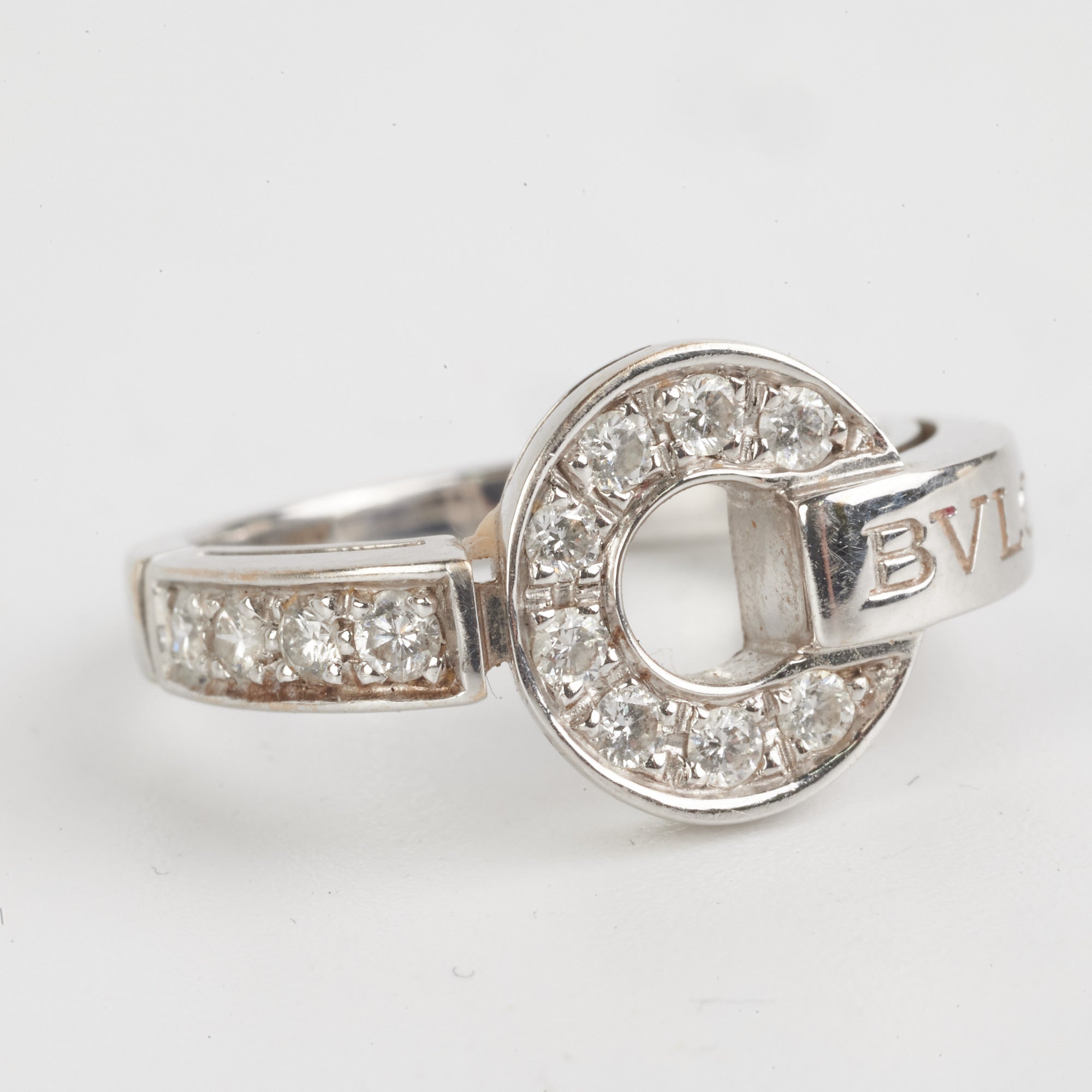 Bvlgari 18kt White Gold Diamond Pave Ring Size 51 - Elegant Luxury Jewelry for Weddings, Anniversaries & Special Occasions