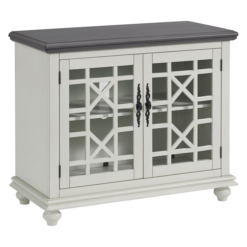 Martin Svensson Home Elegant Small Spaces TV Stand - White with Gray Top - Perfect for Apartments, Dorms & Compact Living Rooms