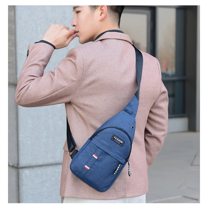 Men's Small Canvas Crossbody Chest Bag - Lightweight Multifunctional Sling Bag for Outdoor Sports, Travel, Hiking & Camping - Perfect for Daily Use, Gym, Cycling and Urban Adventures