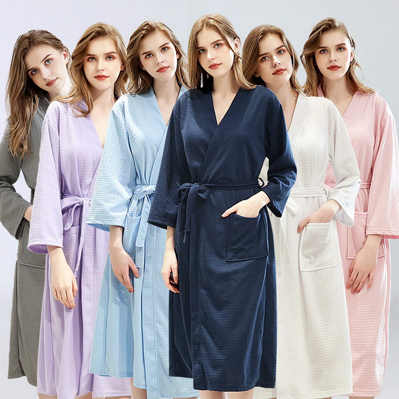 Men's Kimono Waffle Shawl Collar Bathrobe - Women's Soft Dressing Gown & Unisex Sleepwear - Cozy Spa Robe for Relaxation at Home, Hotel, or After Shower