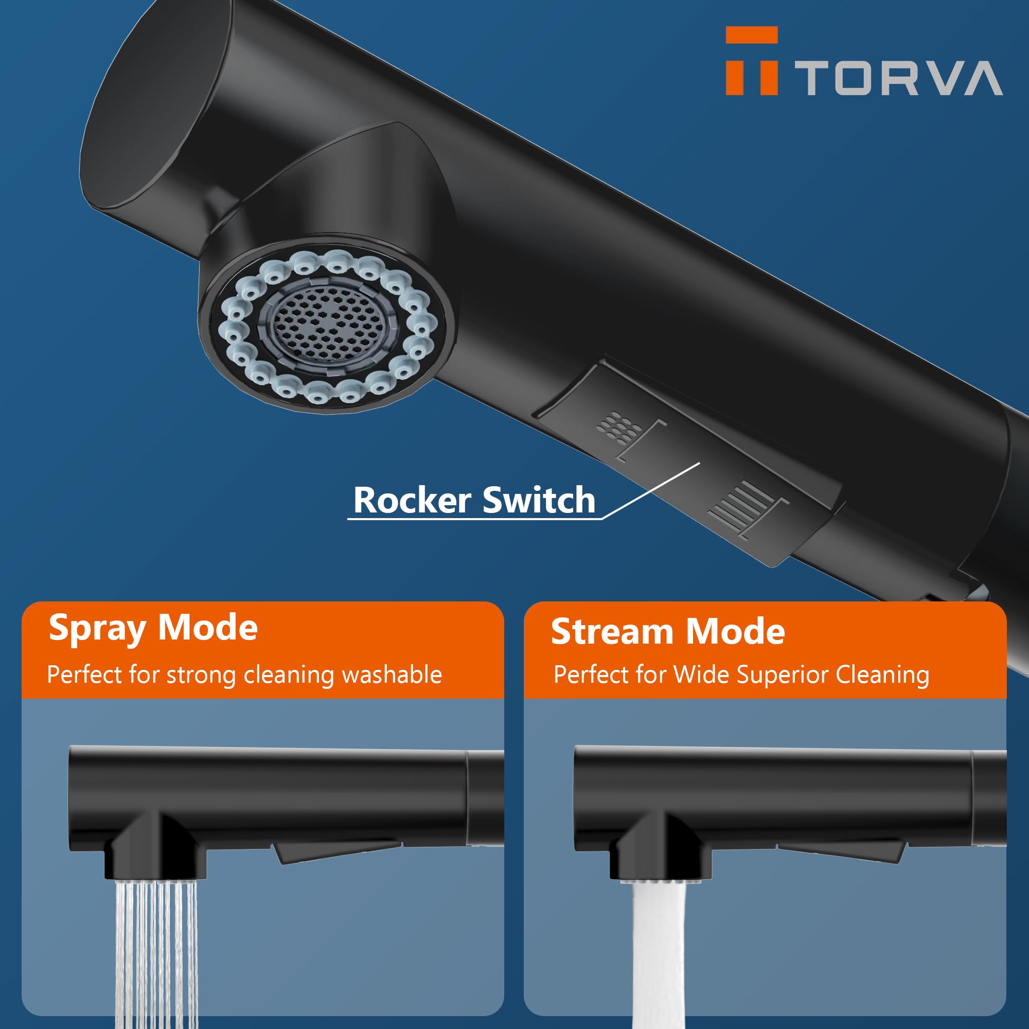 TORVA Matte Black Kitchen Faucet with Pull Down Sprayer - Stainless Steel Single Handle Sink Faucet for Modern Kitchens | Perfect for Cooking, Washing Dishes & Food Prep