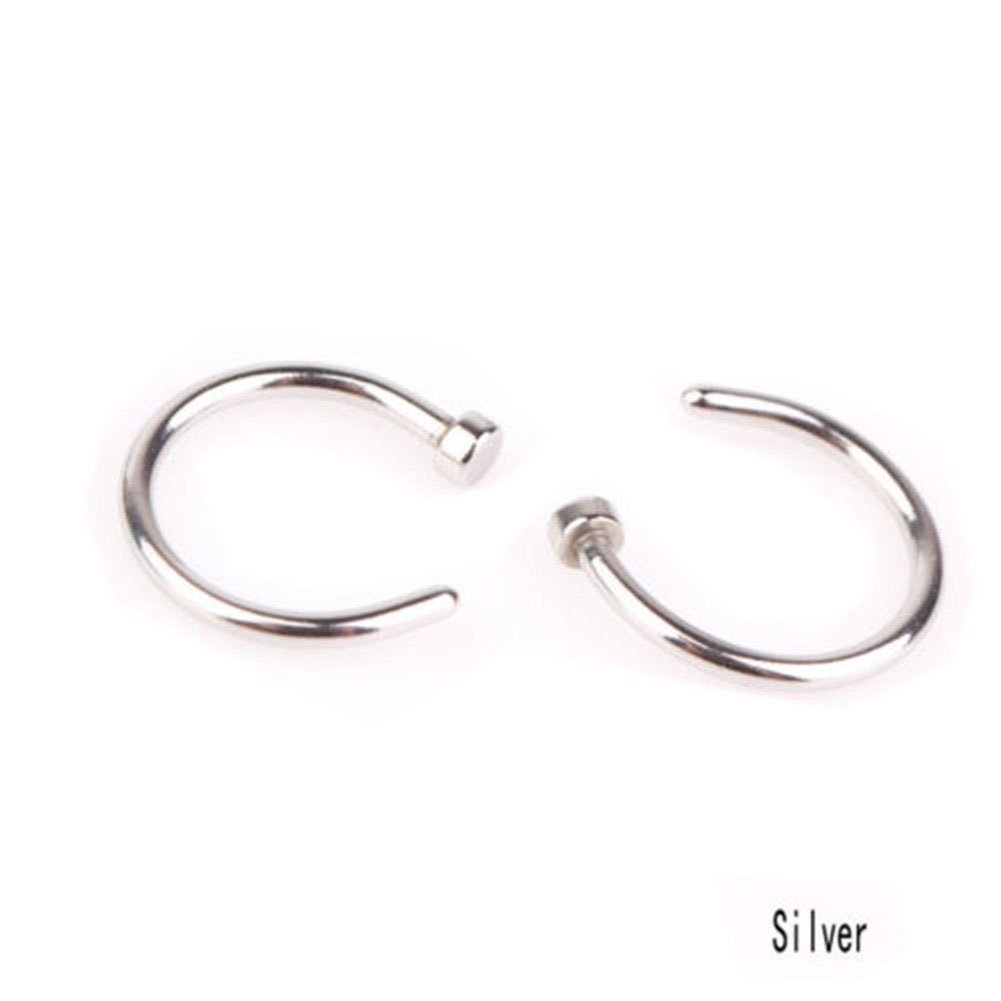 AKOAK 10-Piece Stainless Steel Nose Stud Rings Set - Unisex Body Piercing Jewelry, Open Hoop Nose Rings & Earring Studs for Men & Women - Perfect for Everyday Wear, Parties & Body Decorations