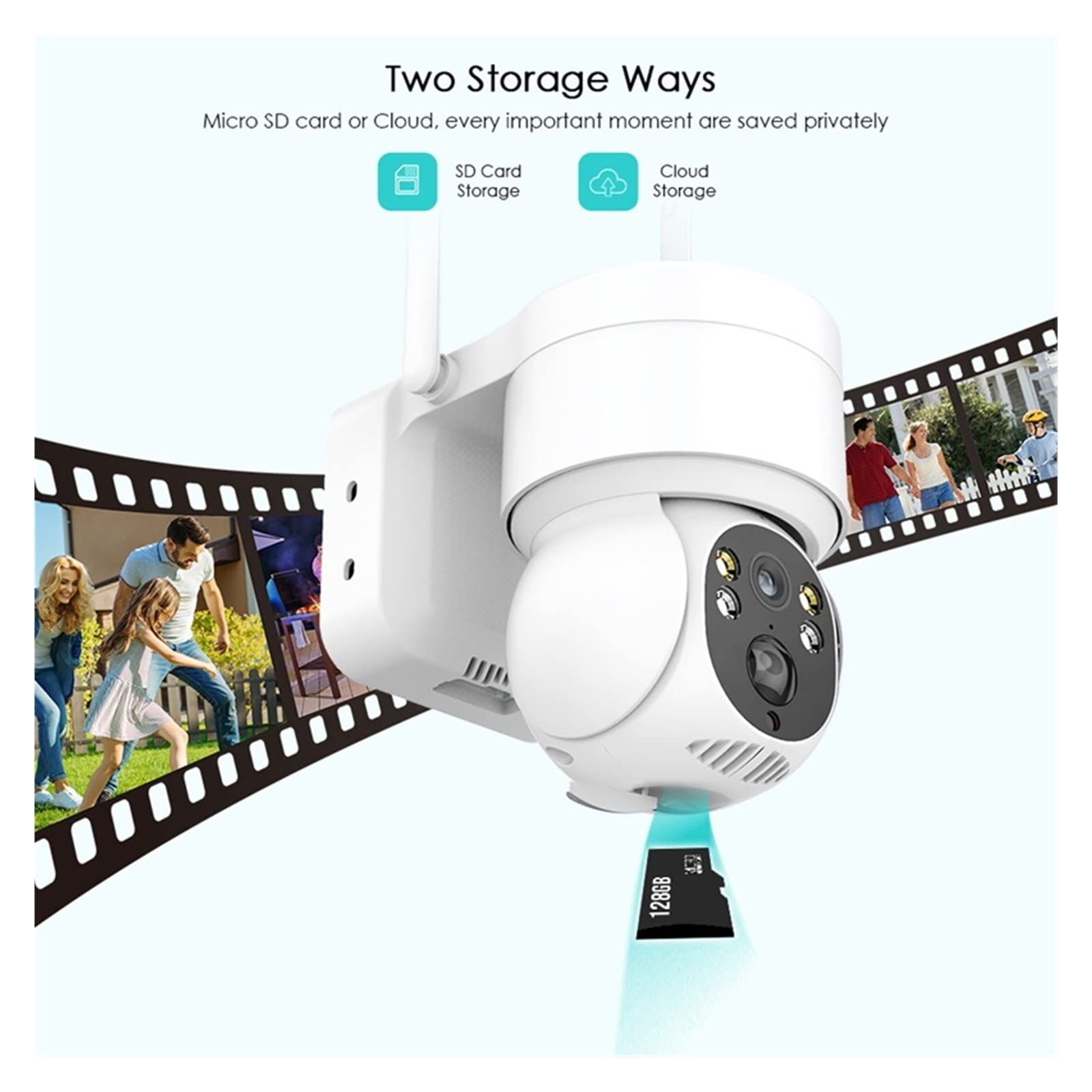 MZZYG Solar Security Camera - 4MP HD Wireless Outdoor WiFi IP Camera with Solar Panel & 7800mAh Rechargeable Battery (Includes 64GB Storage) - Ideal for Home, Yard, Garage & Business Surveillance