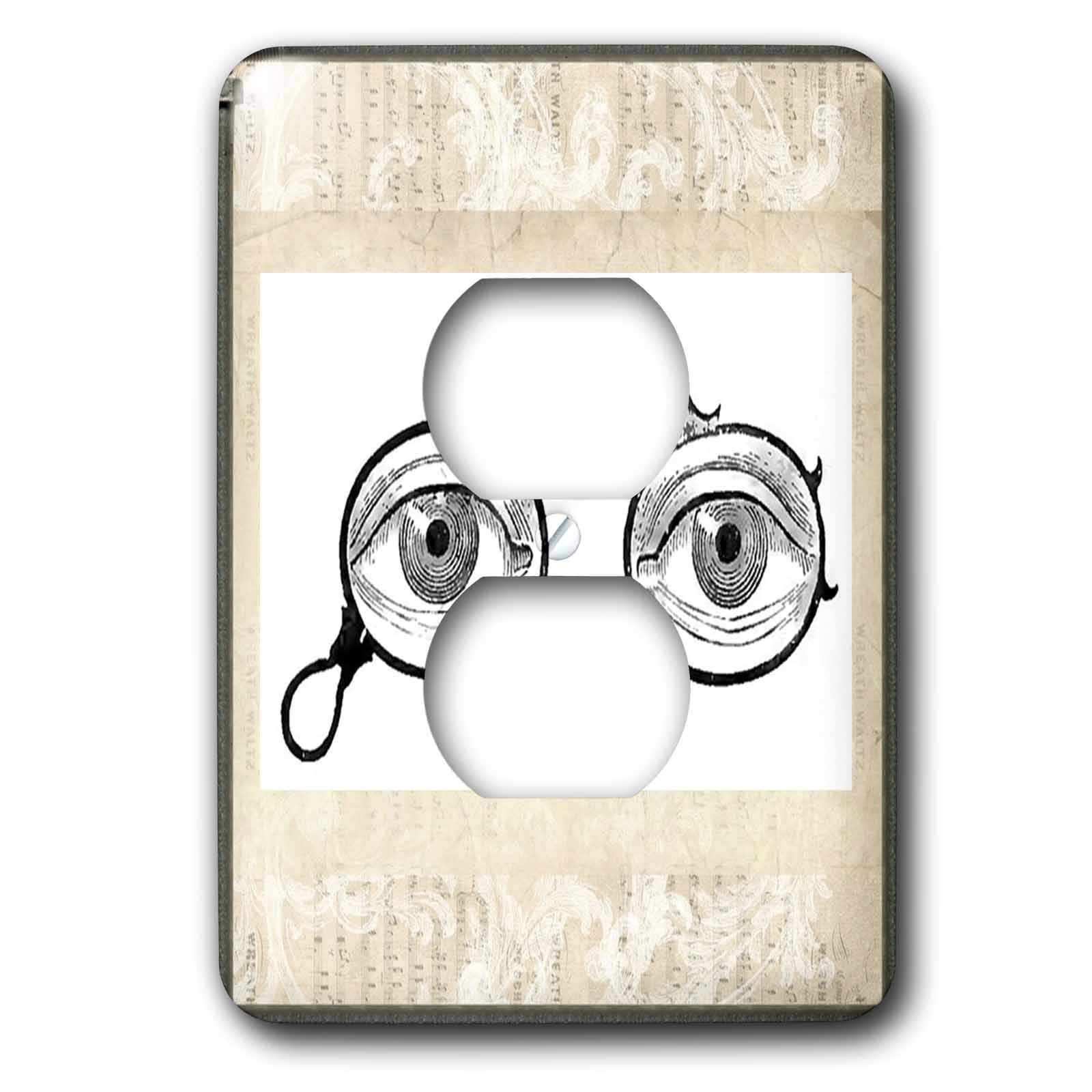 3D Rose Eyeglasses 2 Plug Outlet Cover - Decorative Electrical Outlet Safety Cover for Home, Office & Nursery - Funny Eye Glasses Wall Decor for Living Room, Bedroom & Kids Room